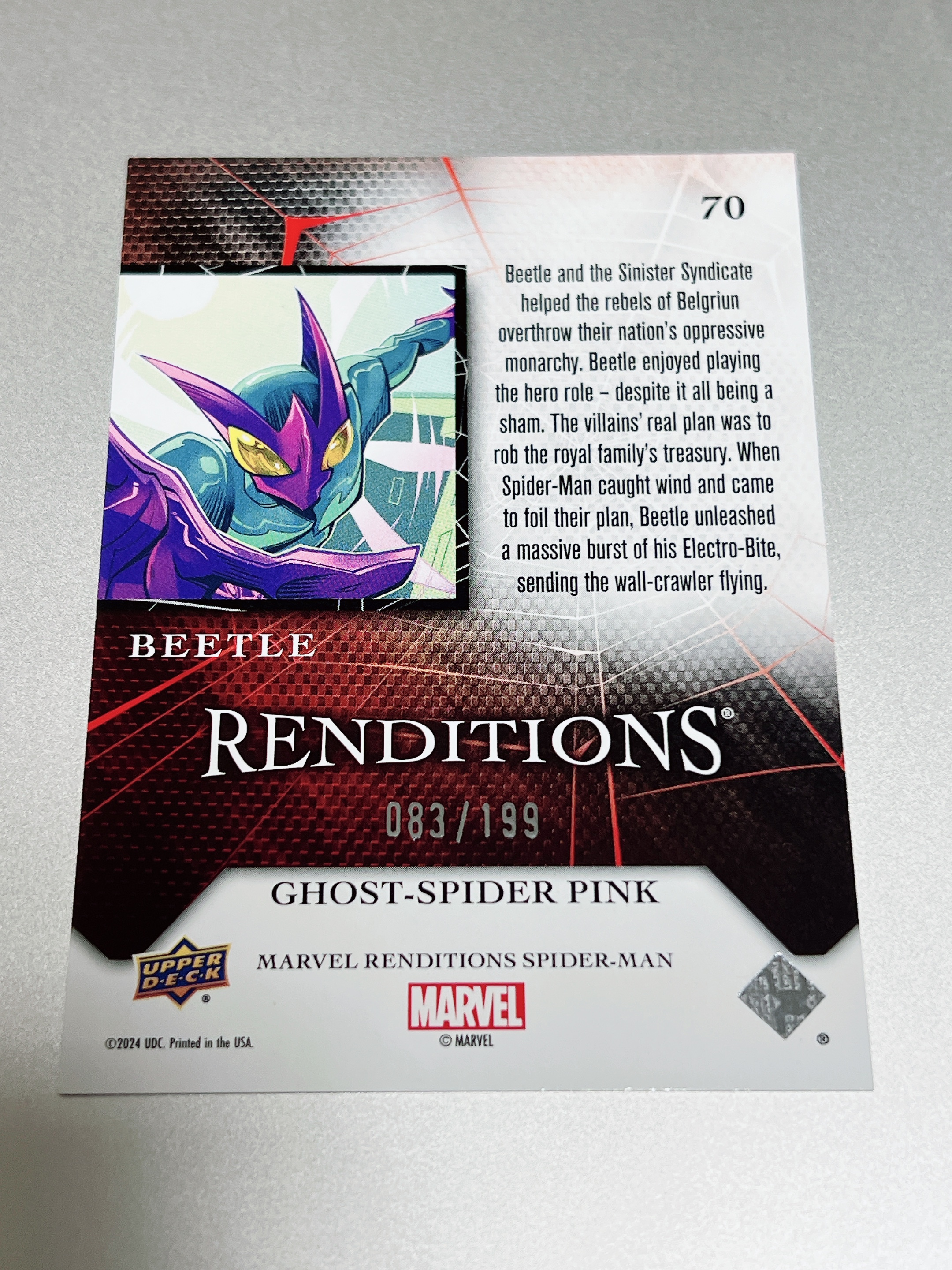 2024 Upper Deck Marvel Renditions Spider-man 漫威 蜘蛛侠 演绎 粉碎冰折 199编 Beetle 83/199 蜘蛛侠反派 凑套必备 绝版收藏