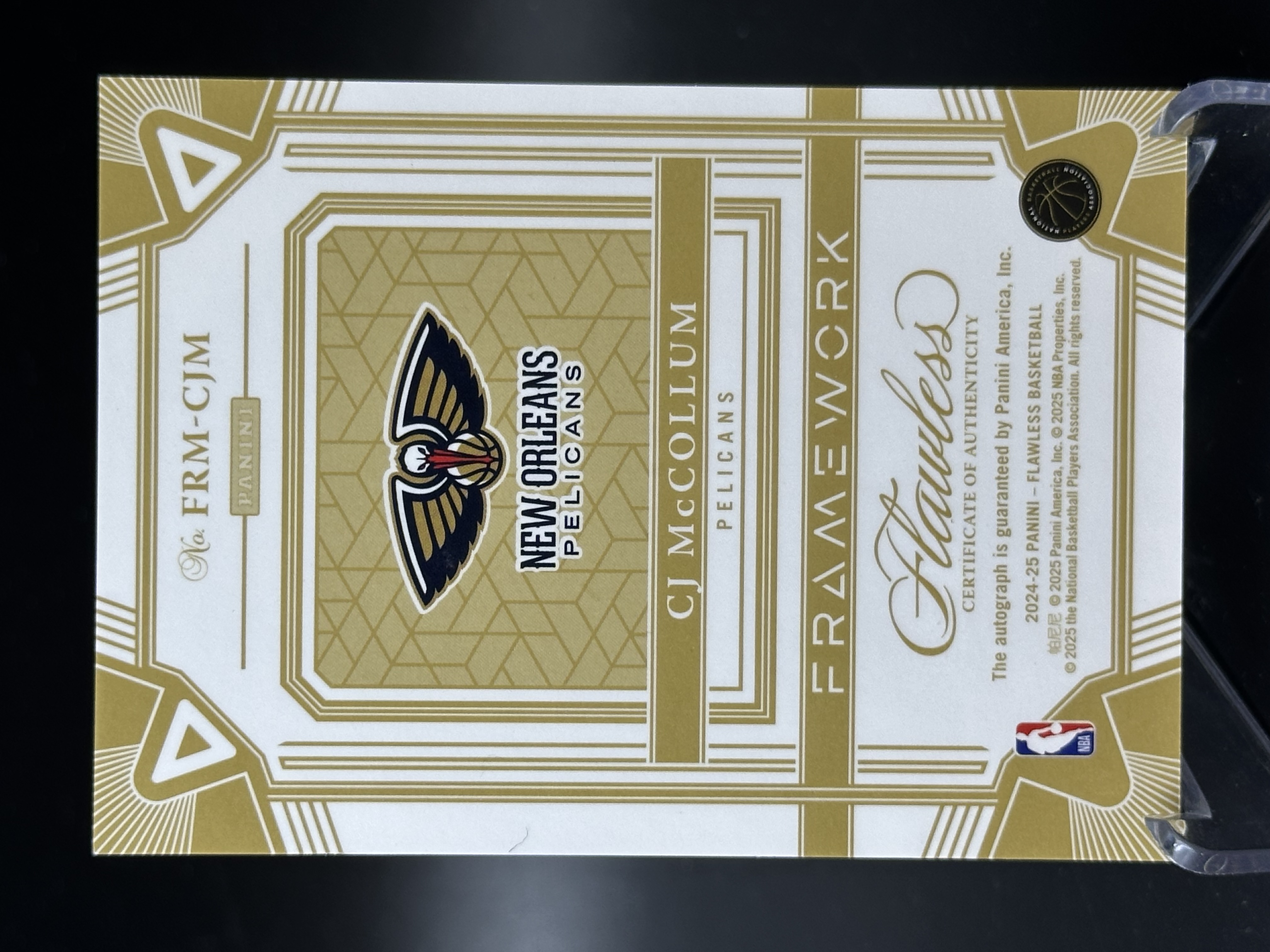 2024-25 Panini Flawless CJ McCollum 【小黄拍卖】手提 CJ 麦科勒姆 鹈鹕 签字 卡签 3/3 超低编 尾编「汉堡王」