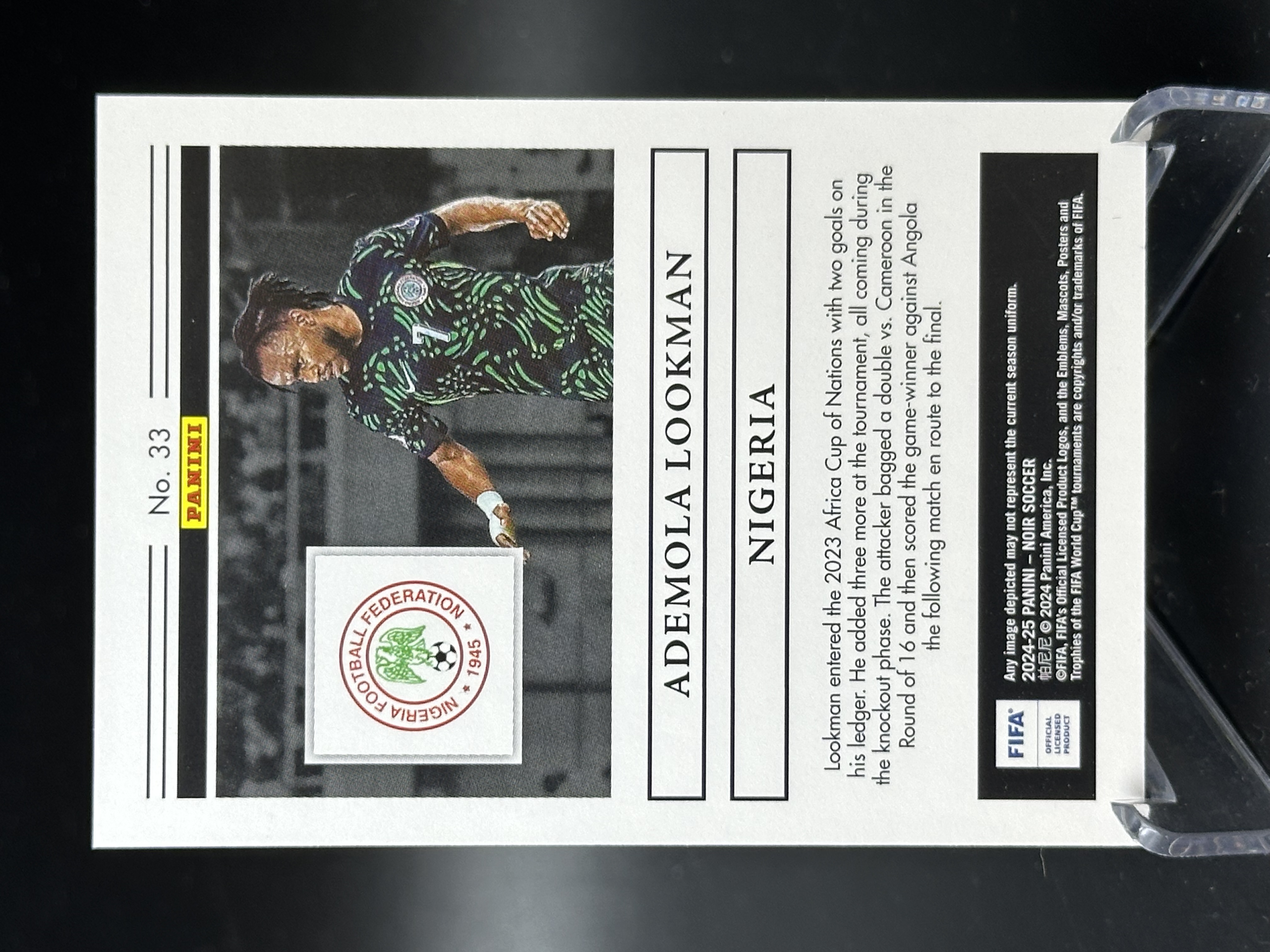 2024-25 Panini Noir Ademola Lookman 【小黄拍卖】诺尔 卢克曼 尼日利亚 base 04/49编「汉堡王」