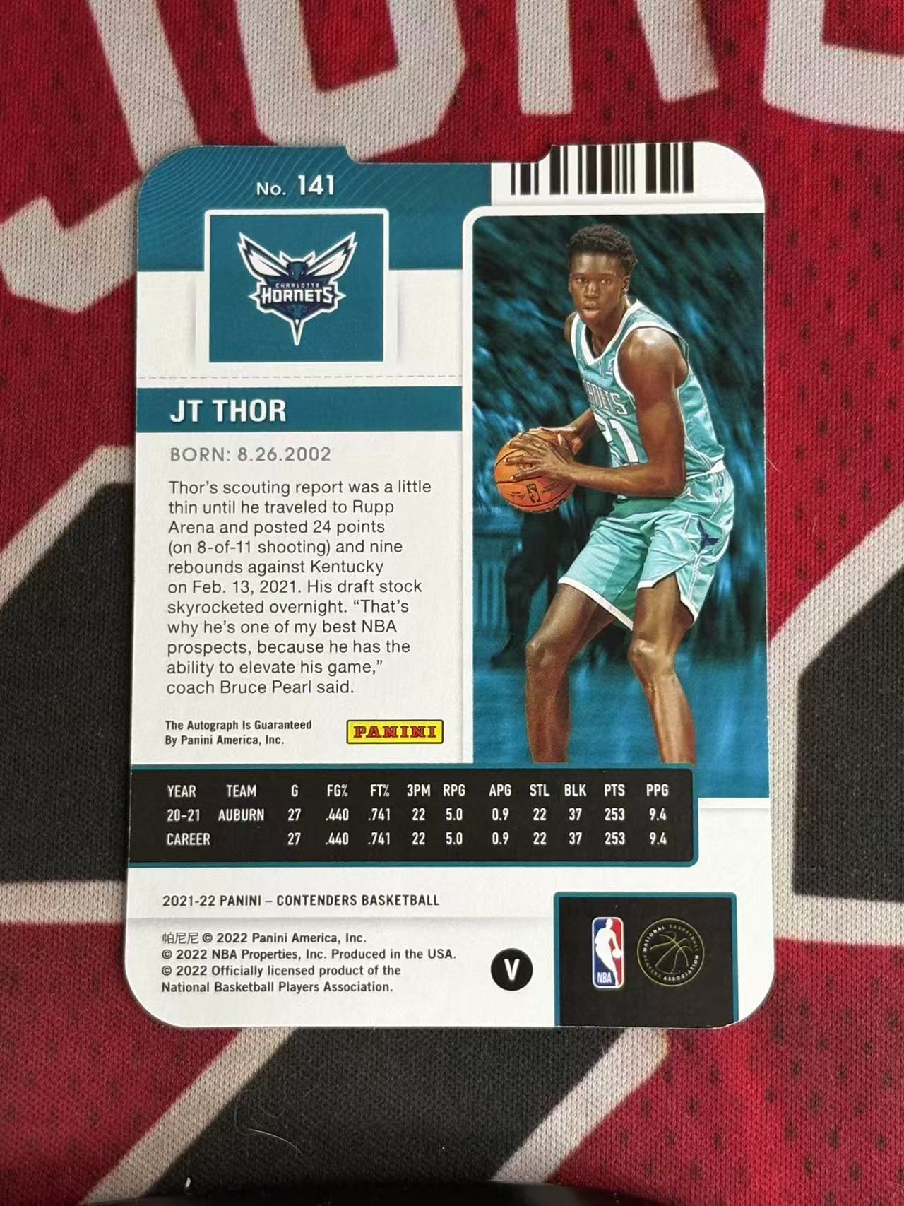 2021-22 PANINI CONTENDERS 球票系列 黄蜂 新秀RC 雷神 JT索尔 21编 背号编 签字卡 卡签 变化版新秀球票签字卡 异形切割签字卡 银折 折射【烂臭嘴拍卖】