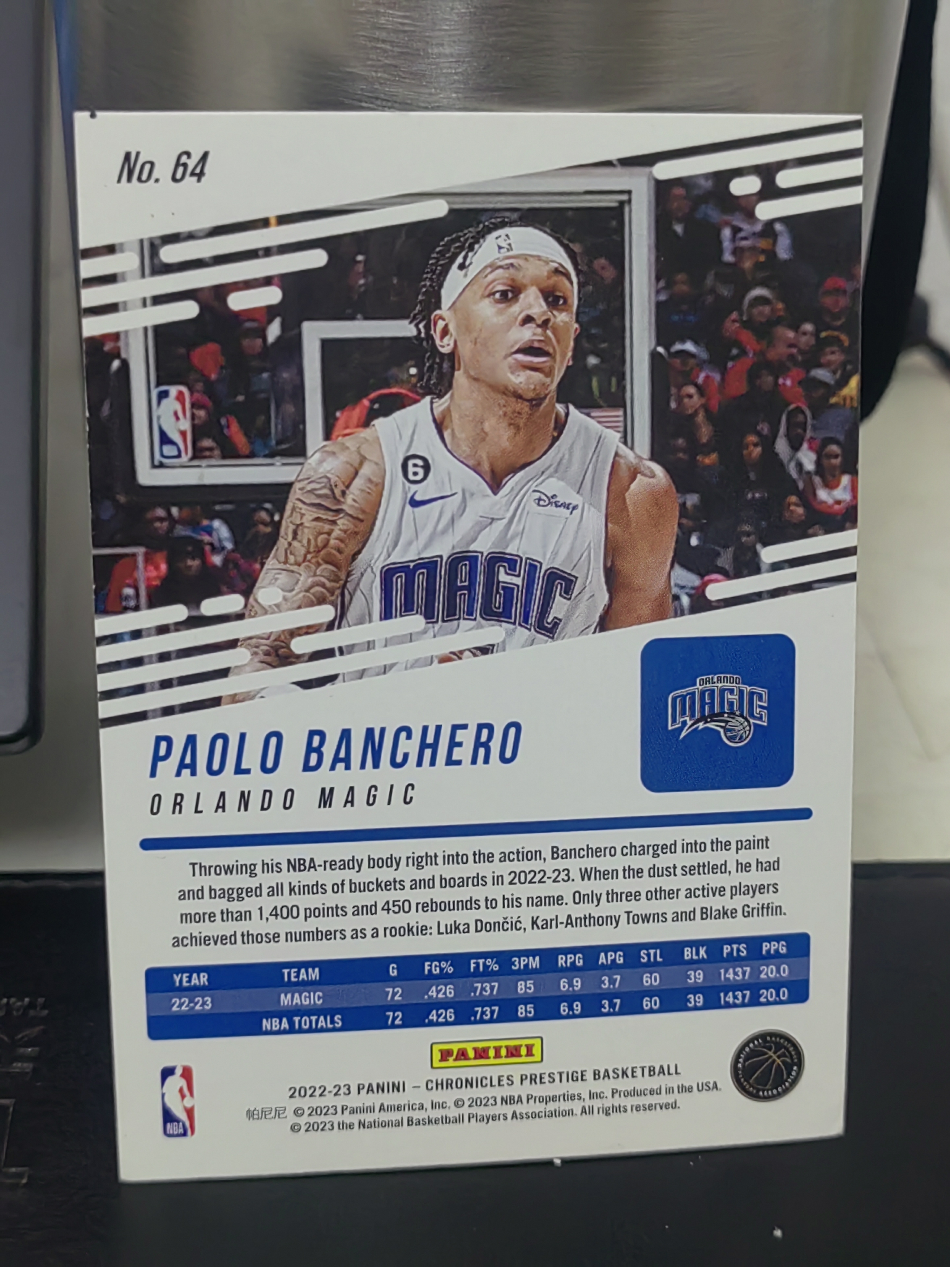 2022-23 Panini Chronicles Paolo Banchero RC 编年史 新秀 保罗 班凯罗 魔术 Prestige 篮 白边白角 不保卡品 卡品如图