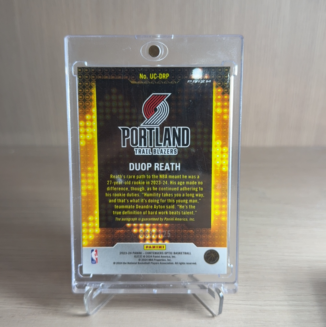 2023-24 Panini Optic DUOP REATH RC 开拓者 新秀 RC 杜普 里斯 /125编 签字 银折 折射 特卡 op optic 卡品如图 值得收藏!!【免费代卖】