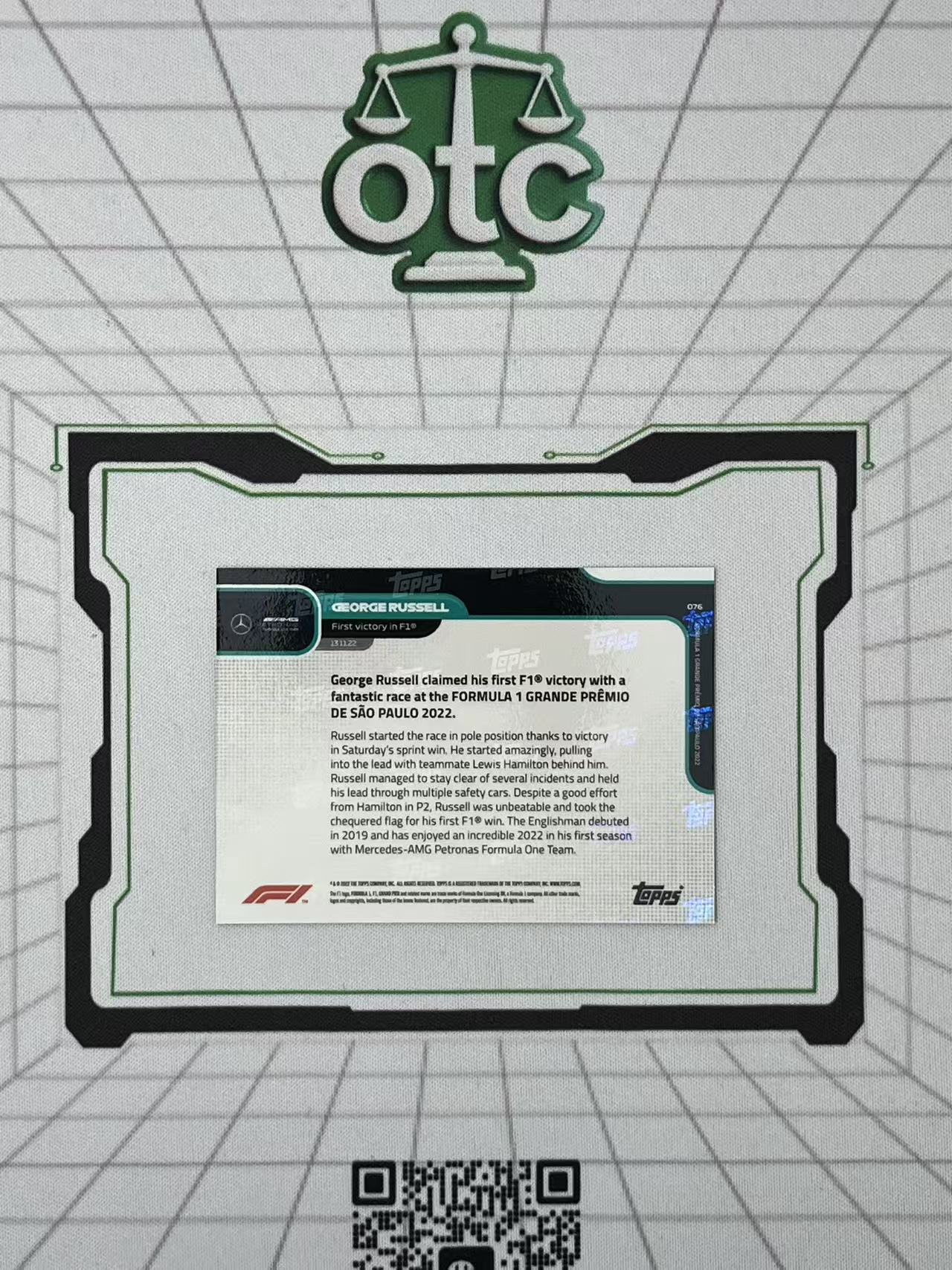 2022 Topps F1 Now George Russell 【盎司收藏】乔治 拉塞尔 时刻 梅奔 梅赛德斯奔驰 生涯第一次夺冠 捧杯 vvww