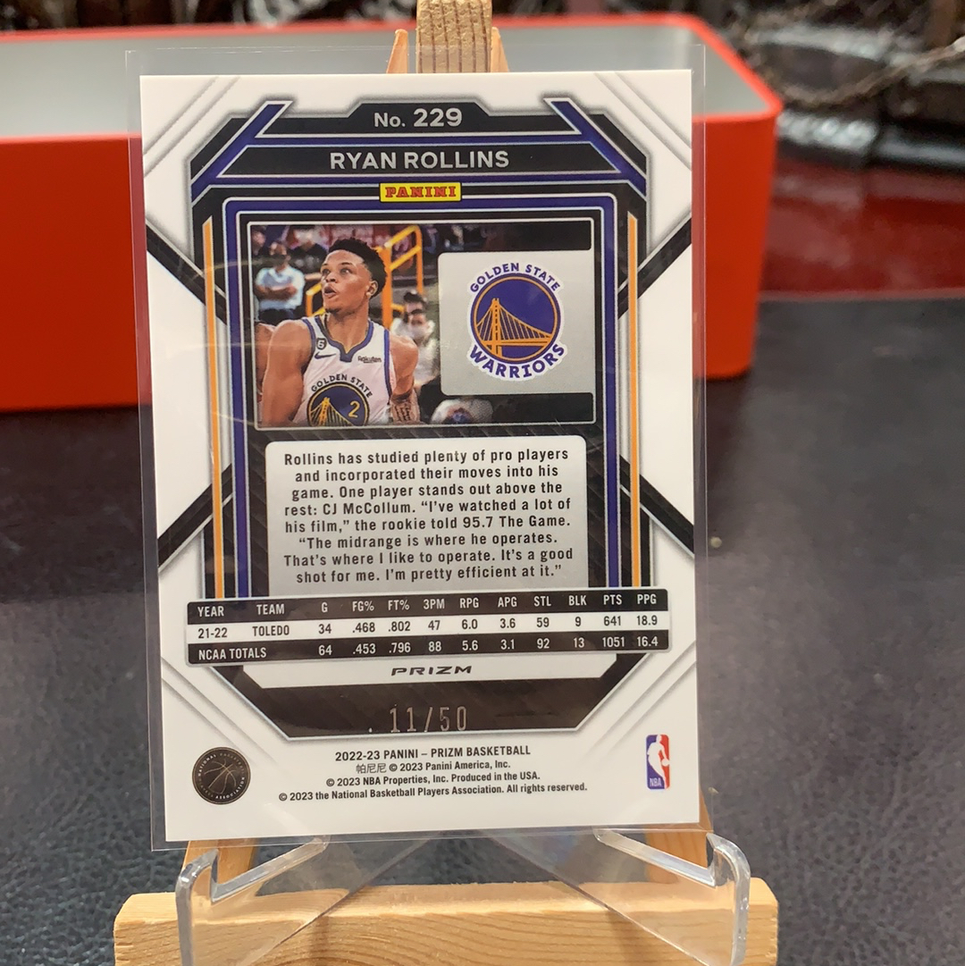 【SY代卖sy0523-可累积-瑕疵看图】2022-23 Panini Prizm Ryan Rollins RC 勇士 新秀 罗林斯 50编 粉泡泡
