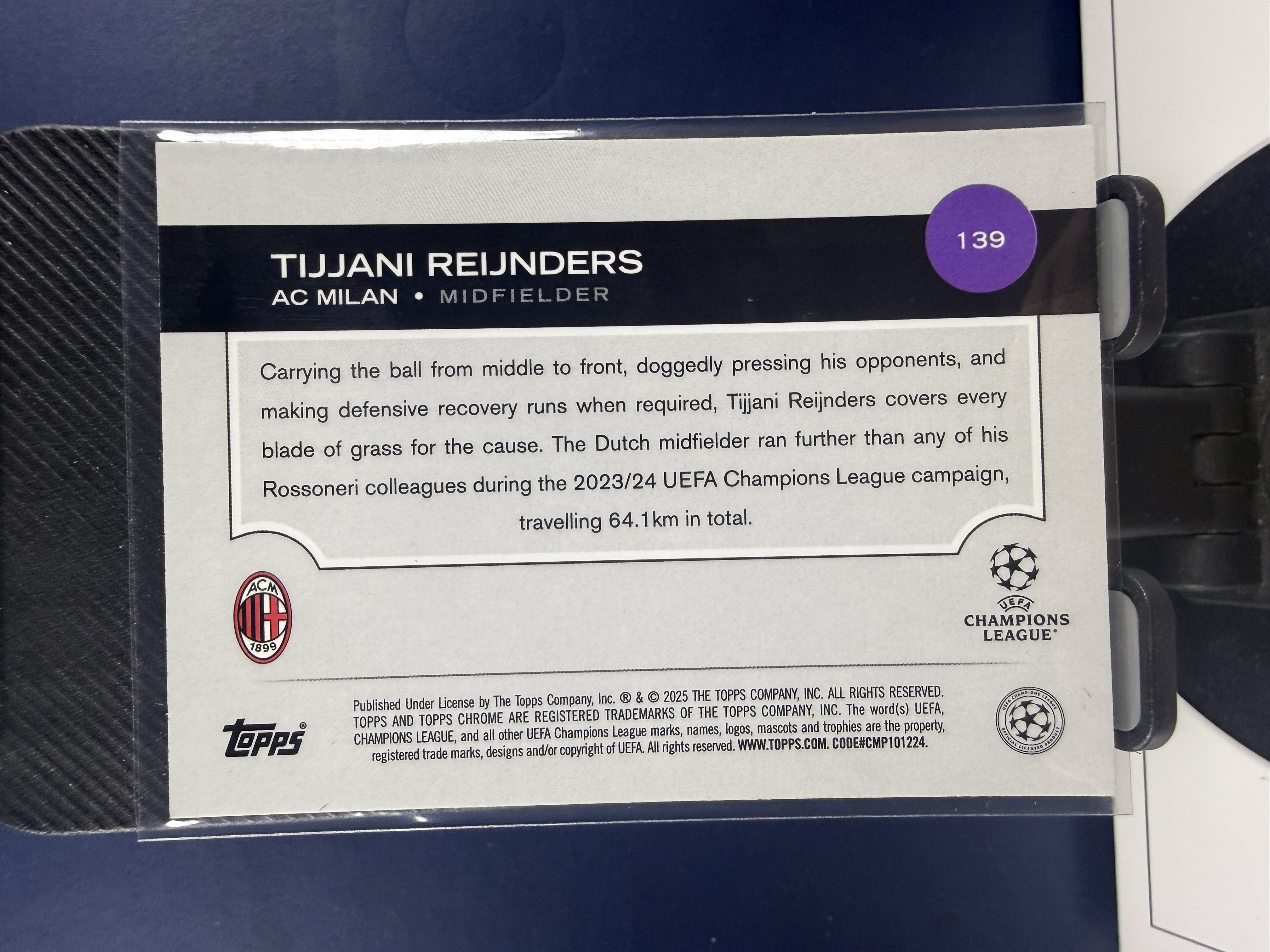 2024-25 Topps Chrome Tijjani Reijnders TC 欧冠 米兰 赖因德斯 青折 折射 199编 收藏必备 (沸腾)