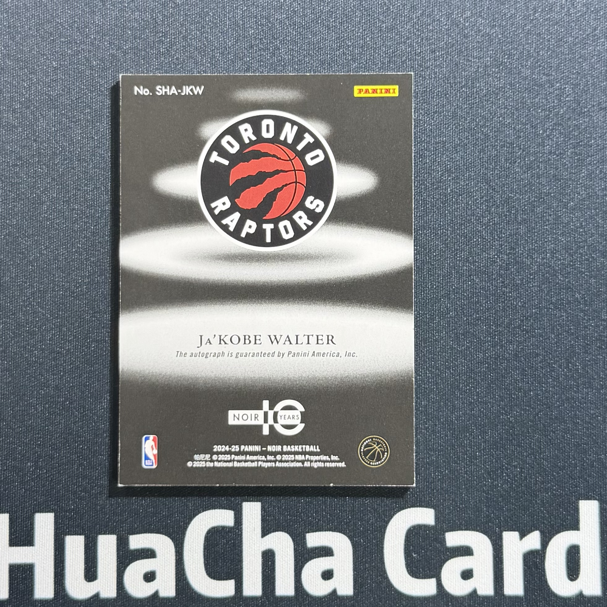 【花茶代卖】2024-25 Panini Noir Ja'Kobe Walter 贾科比沃尔特 猛龙 新秀RC 签字 卡签 影子签 /75编 卡品如图 #A东契奇