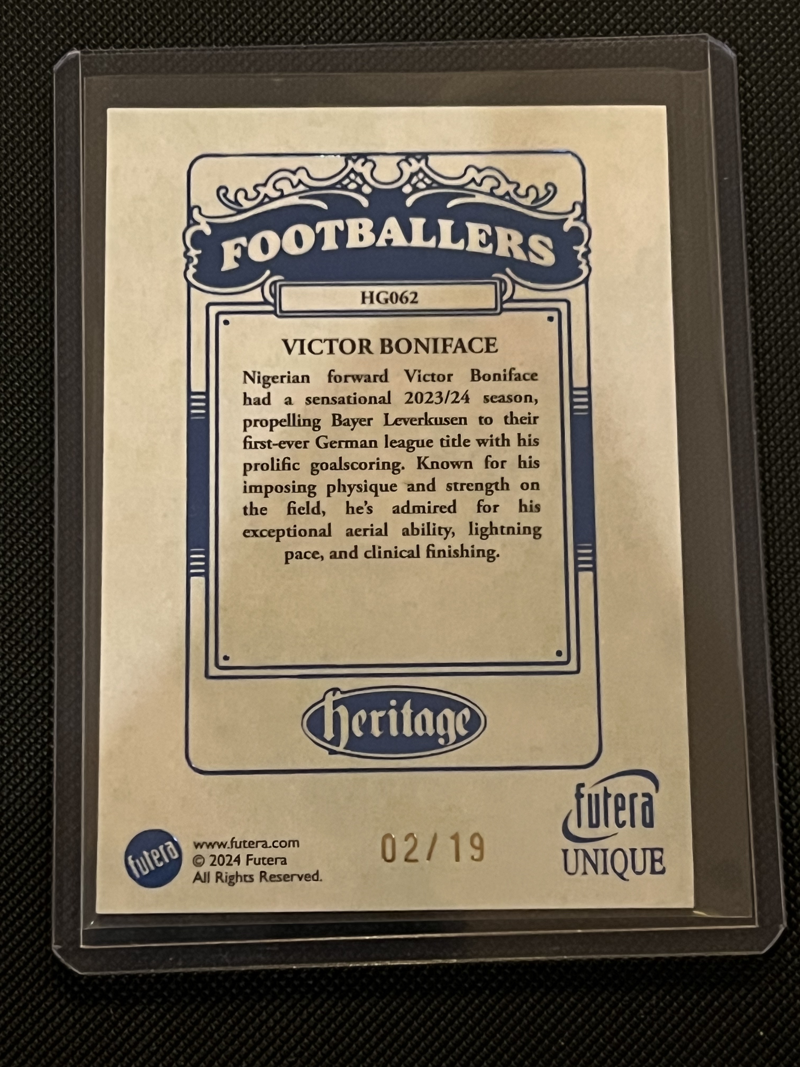 2024 Futera Futera Unique victor boniface #HG062 尼日利亚 维克托·博尼费斯 2/19 19编 平行限量 肖像特卡!!凑套必备!!