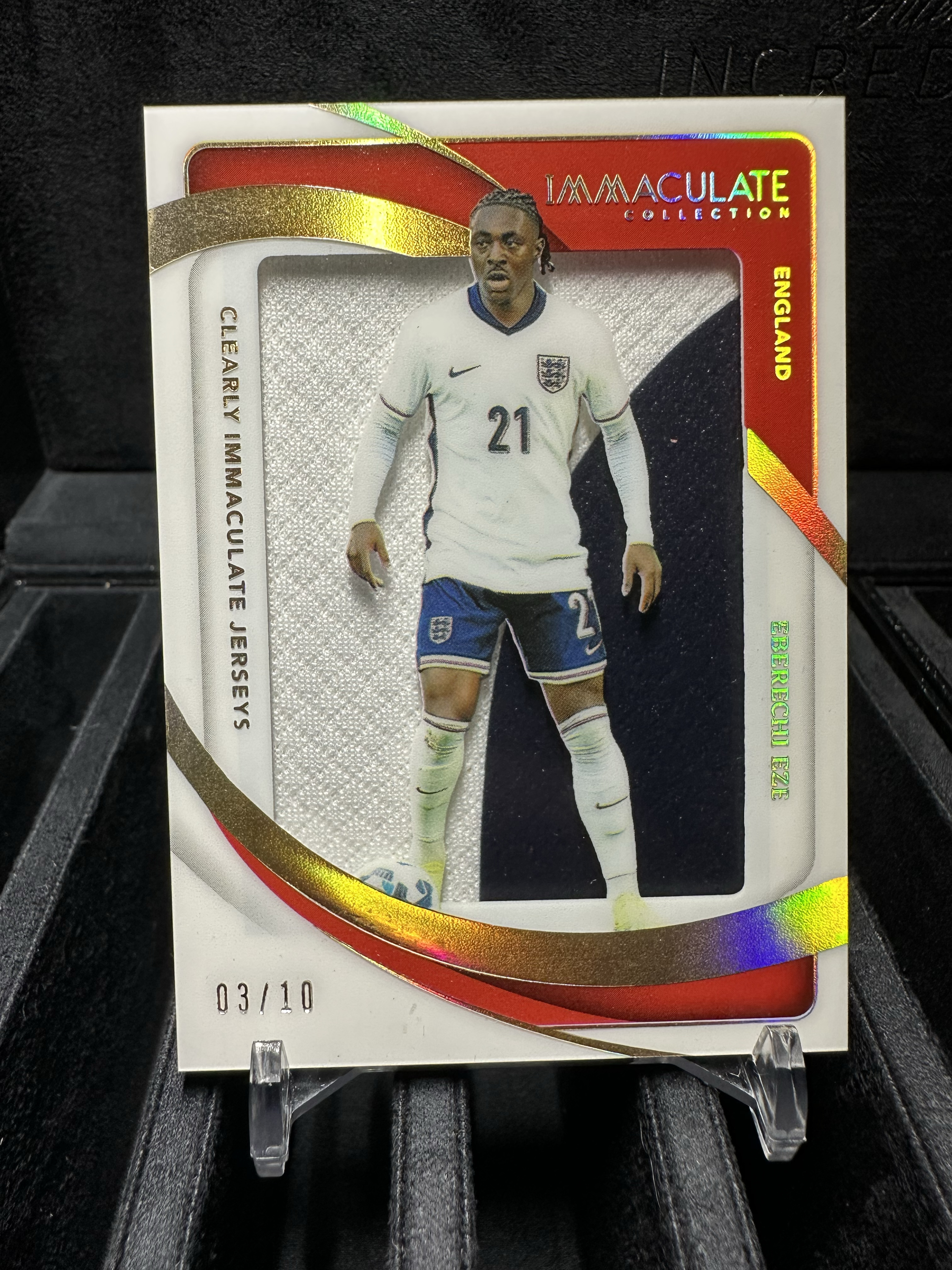 2025 Panini Immaculate Eberechi Eze 埃泽03/10编 金版低编镜面大窗球衣物料Patch背号暴力切割 英格兰选图爱咪咪高端系列卡品如图 身价飞涨英超枪手阿森纳艾泽