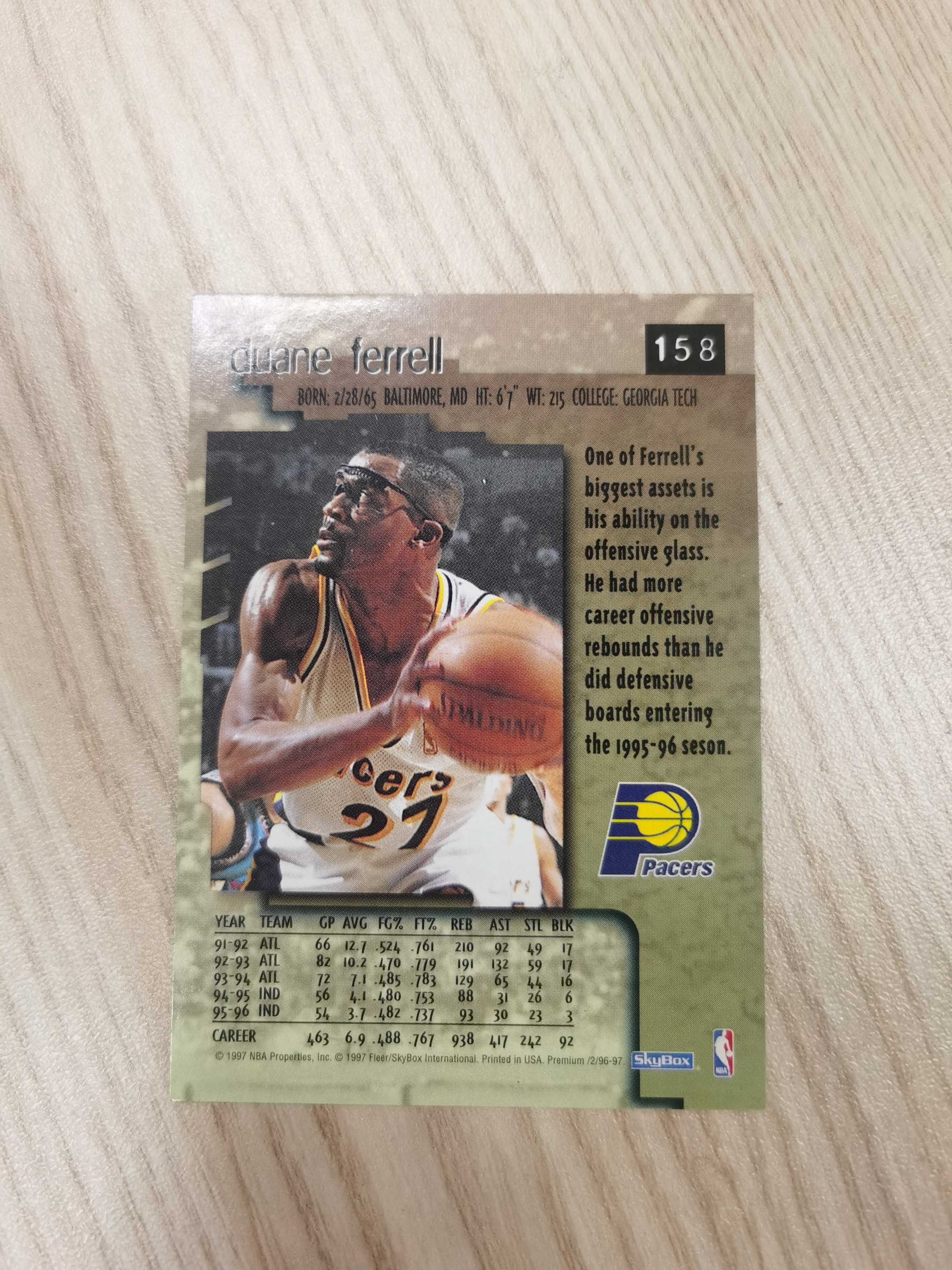 1996-97 SkyBox Premium Duane Ferrell 1996-97 杜恩-费雷尔 skybox premium 金标 #158 步行者 硬通货 极具收藏价值