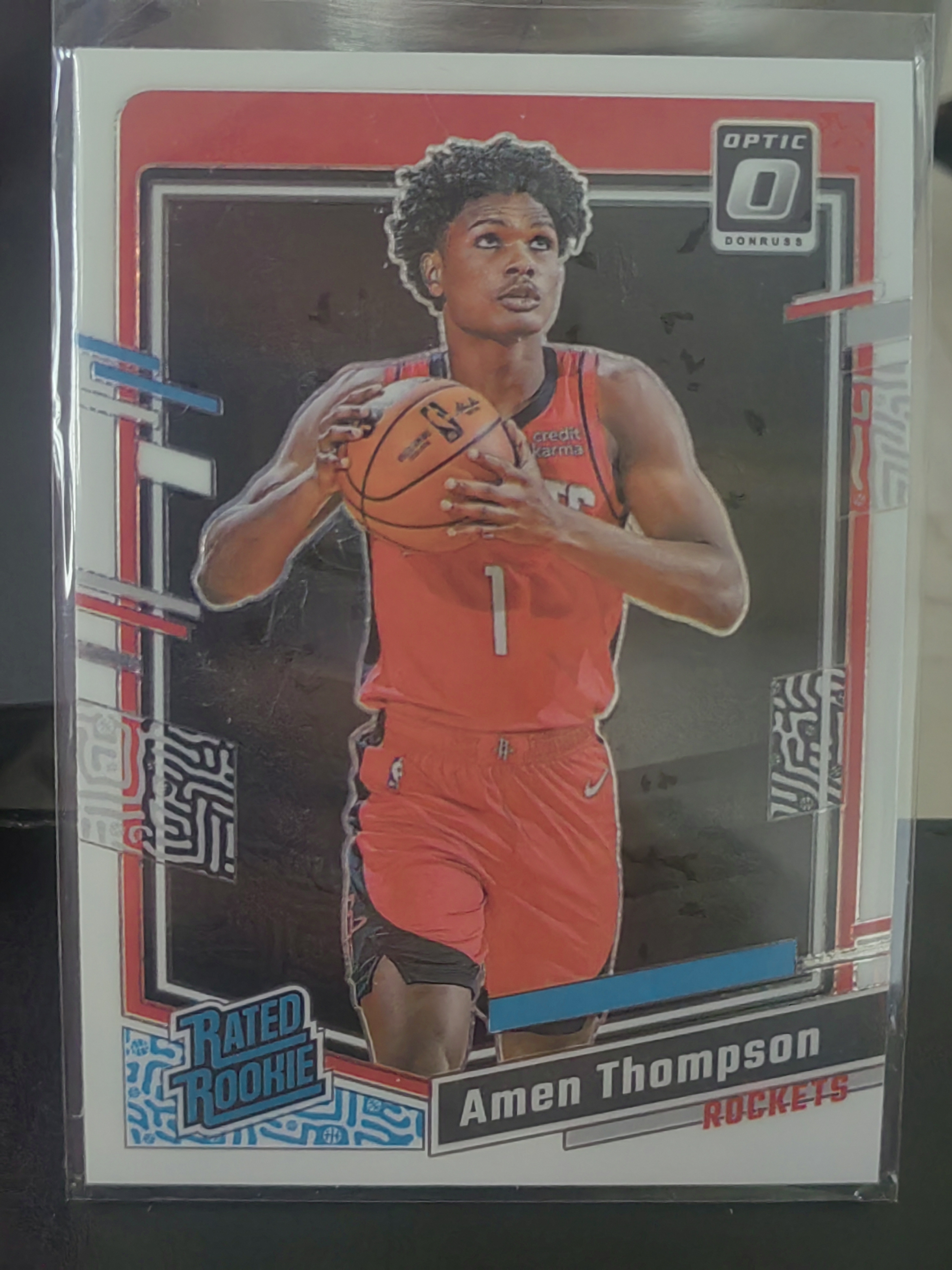 2023-24 Panini Donruss Optic Amen Thompson RC OP 新秀 阿门 汤普森 火箭 持球 篮 白边白角 不保卡品 卡品如图