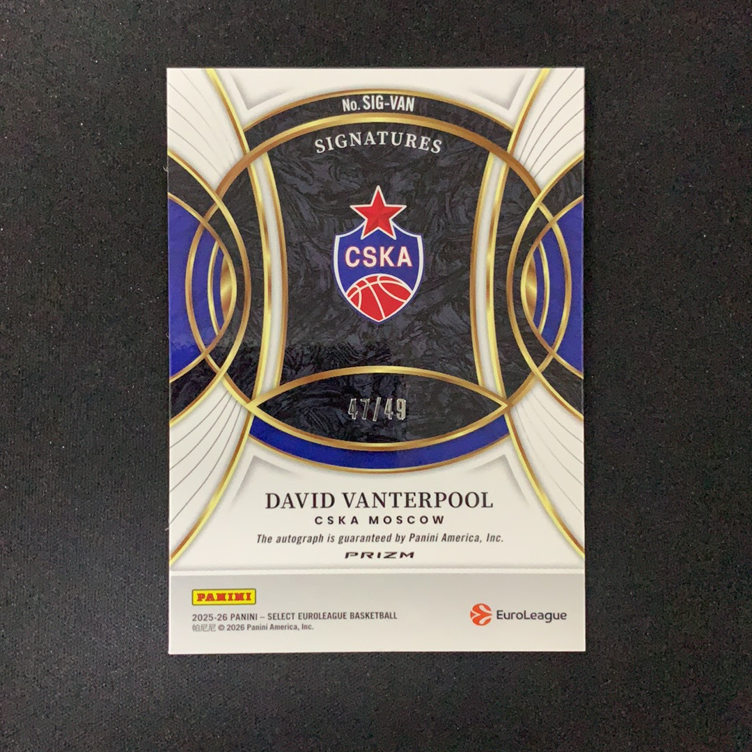 2025-26 Panini Select David Vanterpool 【SC拍卖】SE 欧洲联赛 范德普尔 47/49编 签字 蓝折 收藏必备(兔哥)