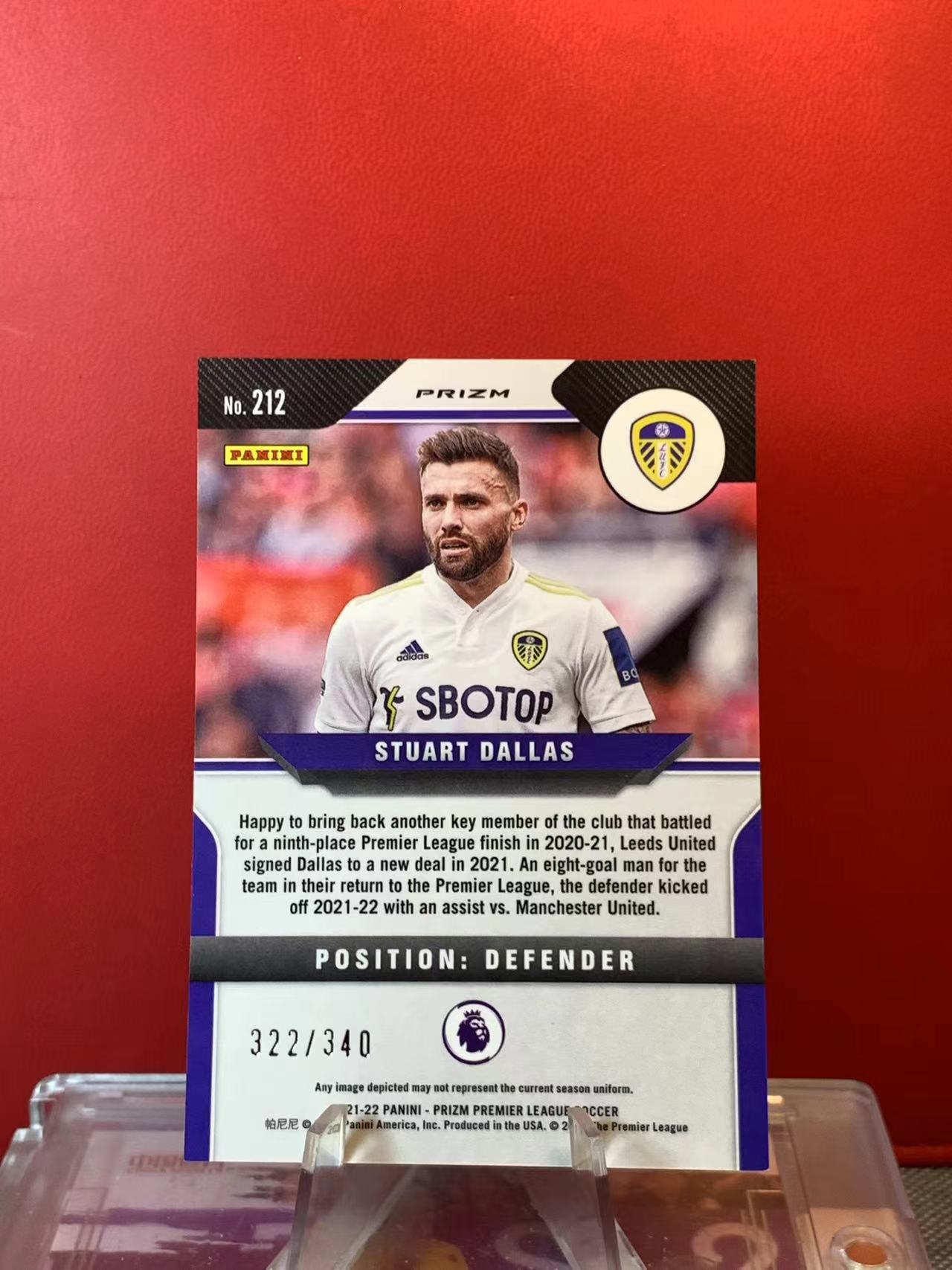 (詹叔代拍)2021-22 panini Prizm PZ 英超 Stuart Dallas 斯图尔特 达拉斯 利兹联 322/340编 蓝折 顺丰寄付 泰山