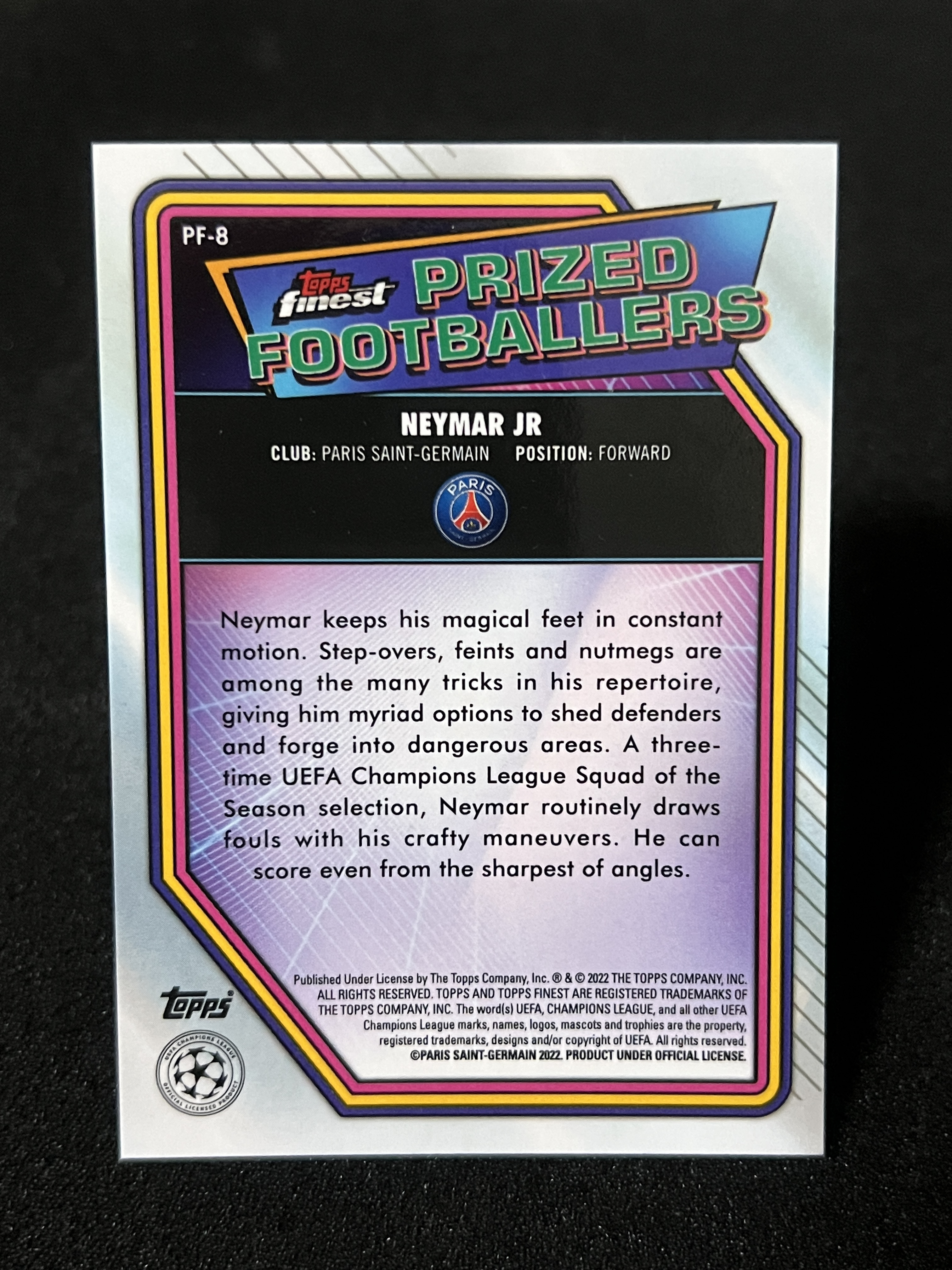 2022 Topps UEFA Champions League Neymar Jr【挂机拍卖】欧冠 巴黎圣日耳曼 内马尔 赞赏特卡 银折 大巴黎 #PF-8 收藏 凑套 卡品如图