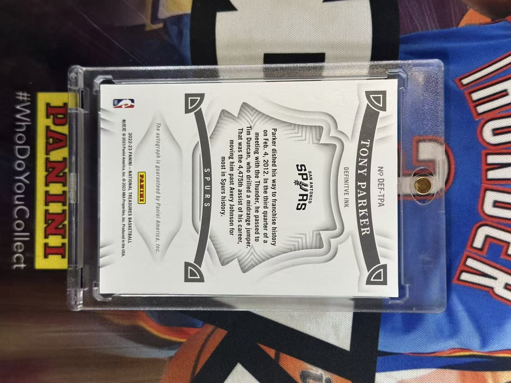 2022-23 Panini National Treasures Tony Parker 【KRD代卖】马刺 帕克 49编 国宝 签字 卡签 背号签 名人堂
