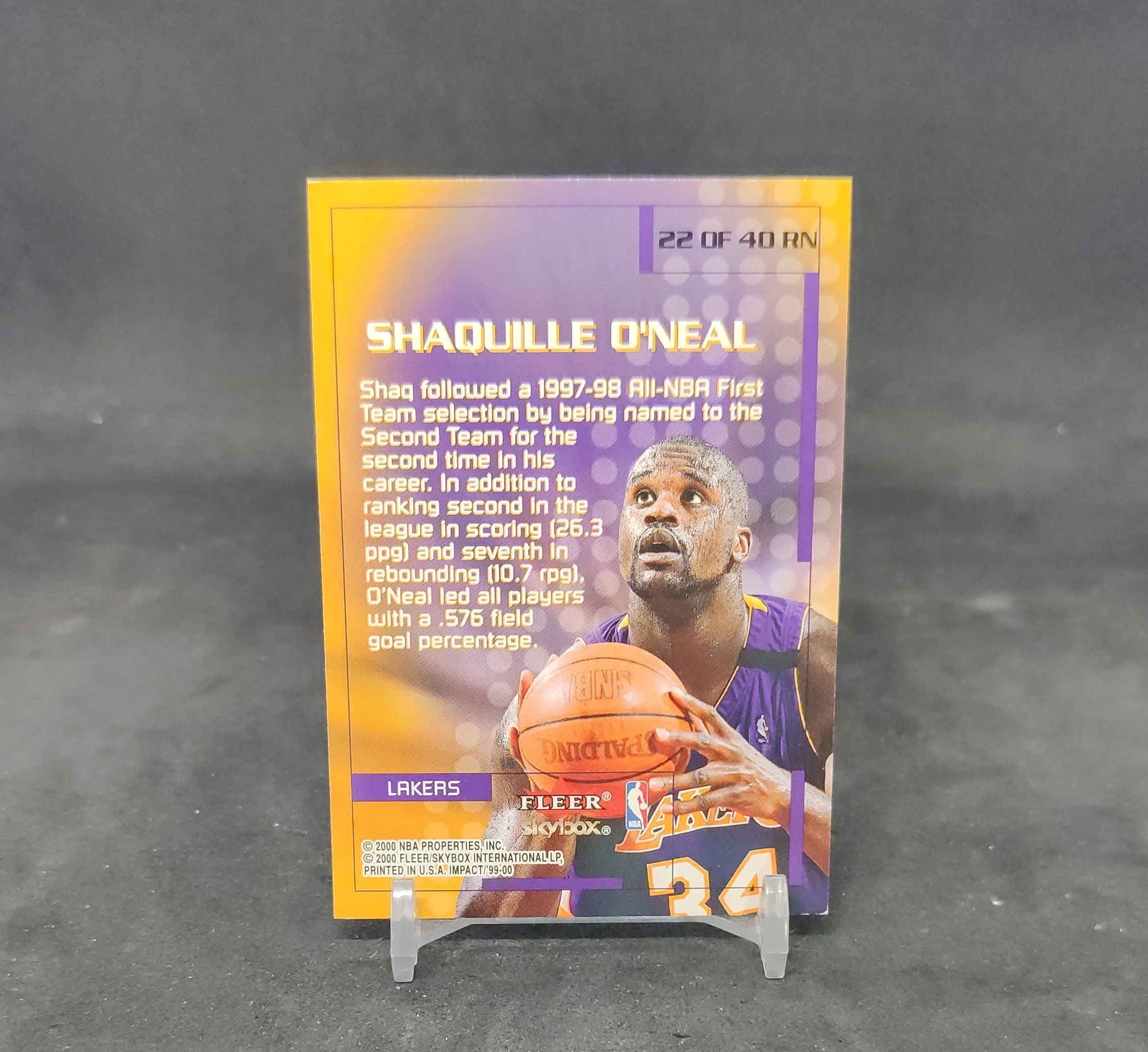 【DC拍卖】7.14 1999-00 Fleer Impact 沙奎尔奥尼尔 Shaquille O'Neal Rewind '99 #22 of 40 RN 湖人 回溯 99 特卡 经典老卡