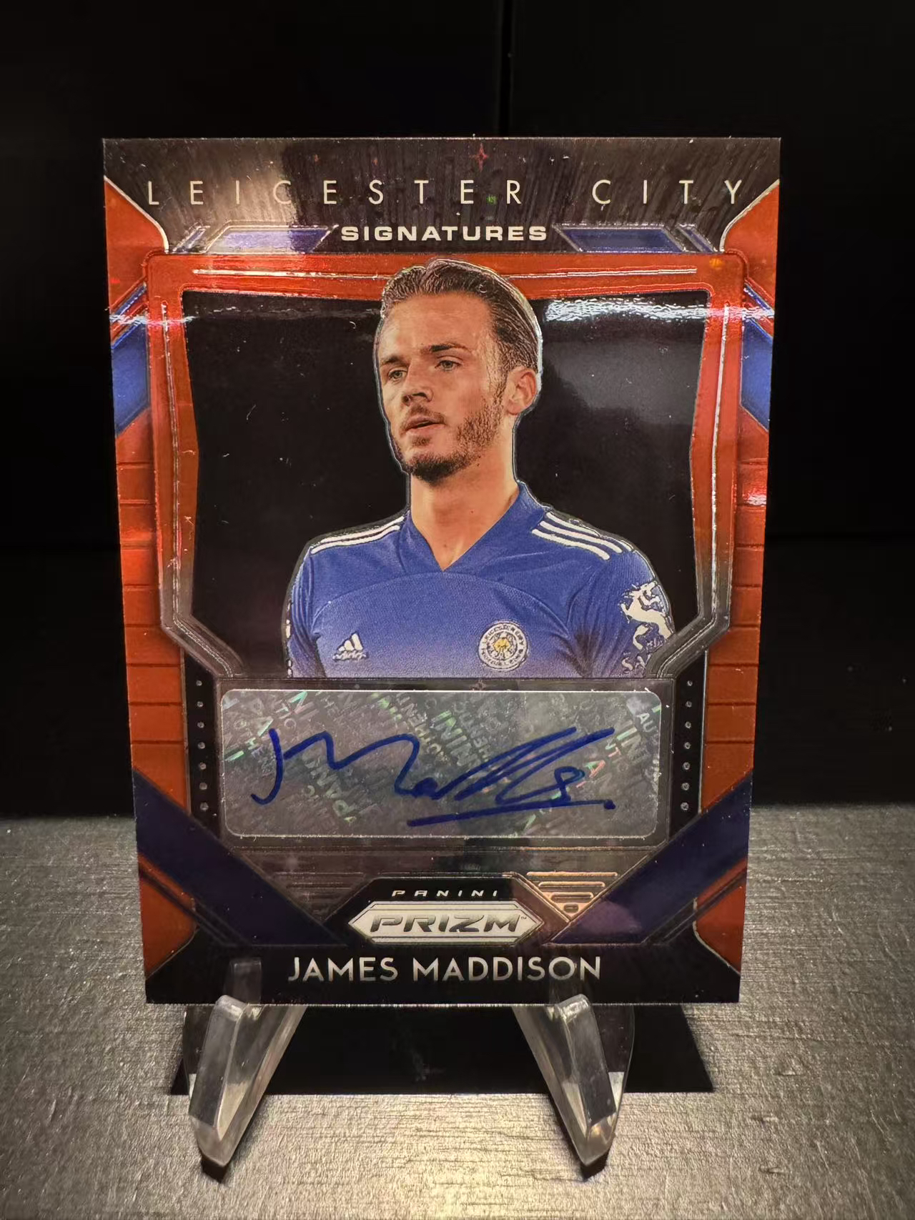 龖2020-21 PANINI PRIZM JAMES MADDISON 詹姆斯 麦迪逊 签字 红折签 红折 莱斯特城 热刺 英格兰 欧联冠军 英超 卡品如图 MJ002L