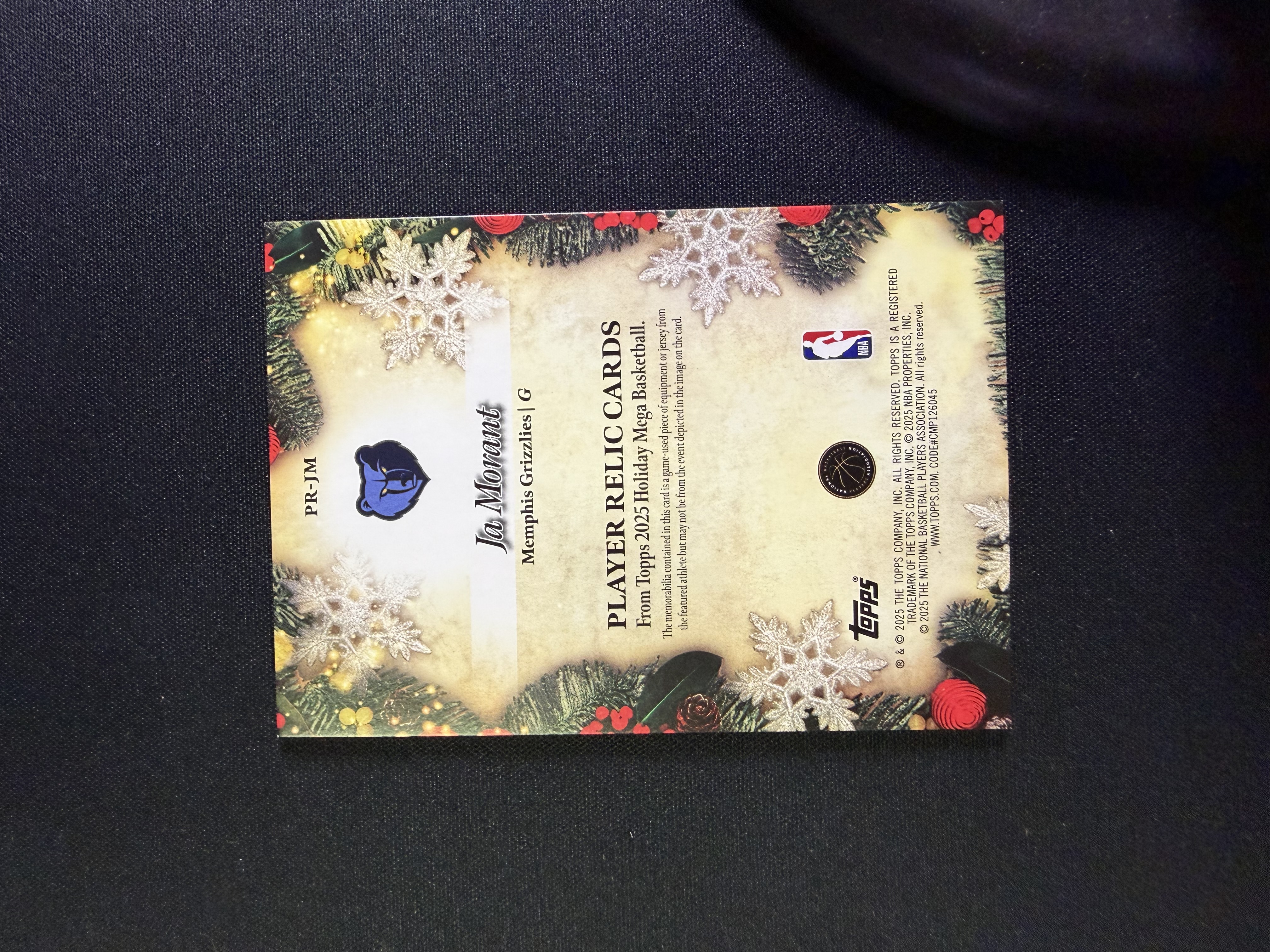 2025-26 Topps Holiday Mega Ja Morant 贾 莫兰特 灰熊 圣诞节 球衣 物料 PPP