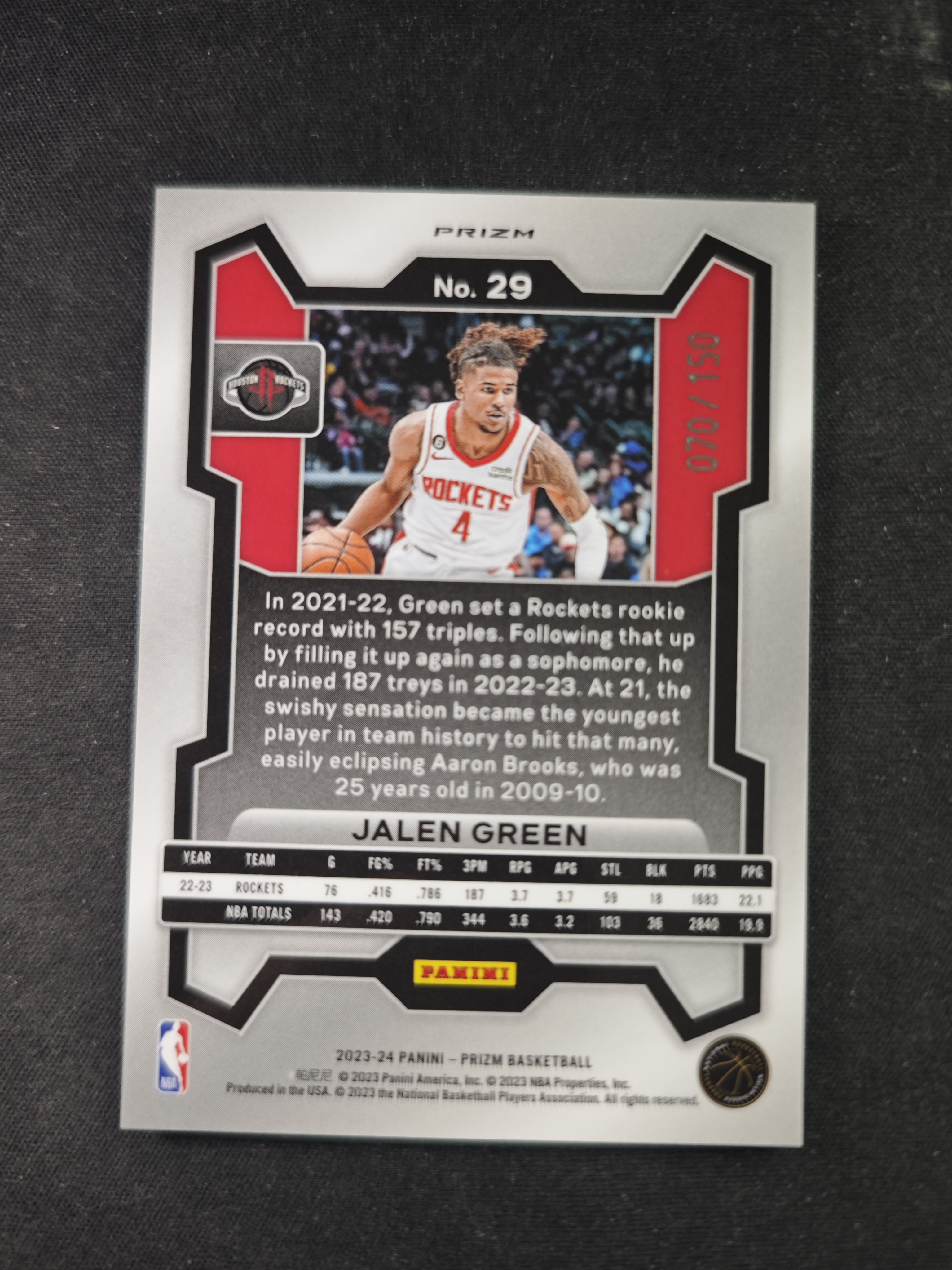 【蛤蟆特卖】杰伦 格林 2023-24 PANINI PRIZM系列 格纹折射 经典设计 限量150编 超级漂亮 稀有好卡 卡品如图 专收必备!