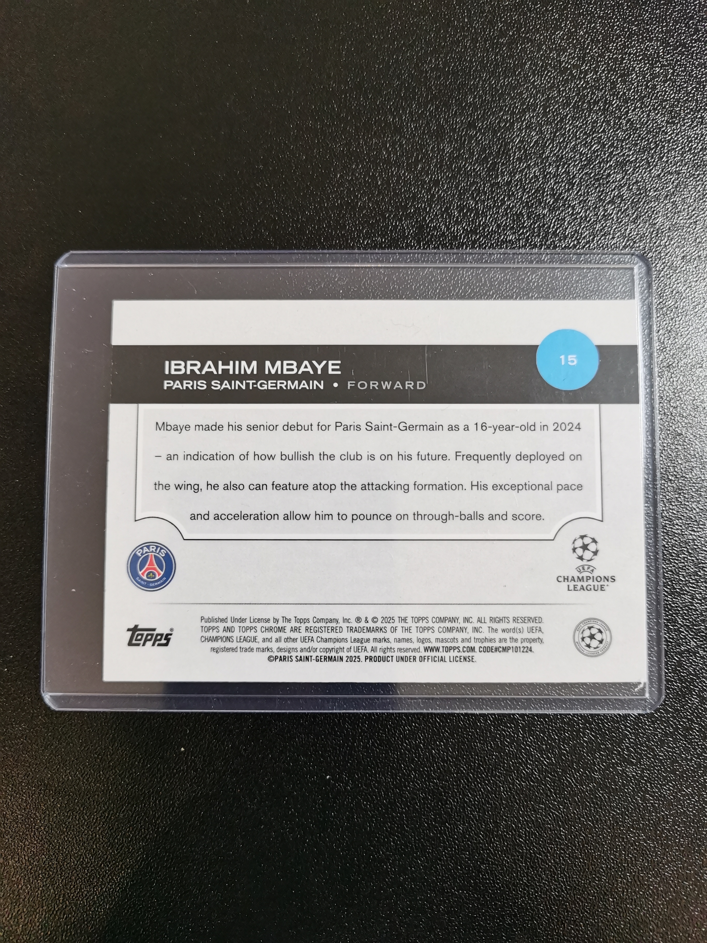 2025 Topps Chrome Ibrahim Mbaye 姆巴耶 大巴黎 新秀RC 欧冠 收藏凑套 卡品如图 免费代拍OLB