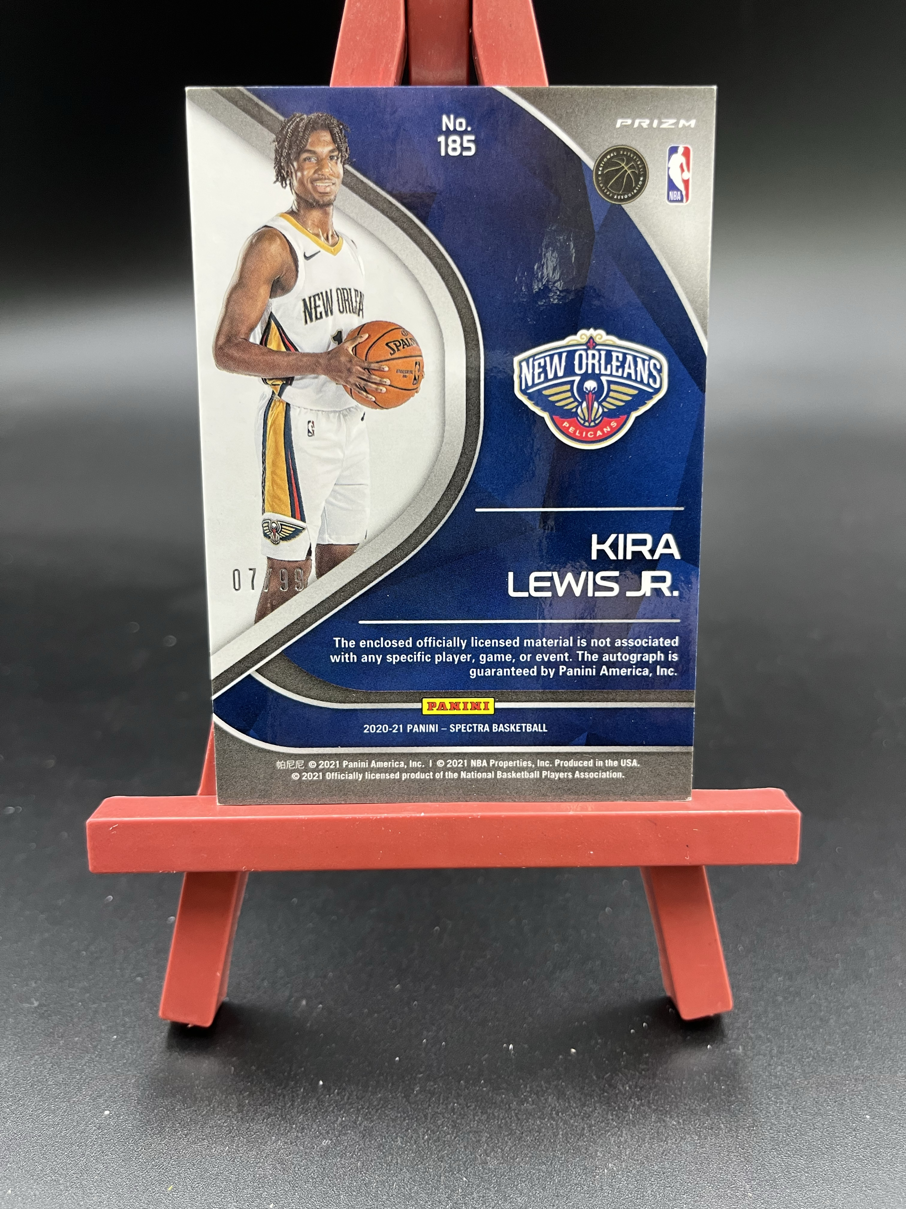 2020-21 Spectra Kira Lewis Jr. RC 光谱 鹈鹕 新秀小刘易斯 7/99编 RPA 签字 卡签 球衣物料切割 彩色脉冲折 折射 卡品如图【优质签字专场】04WZ