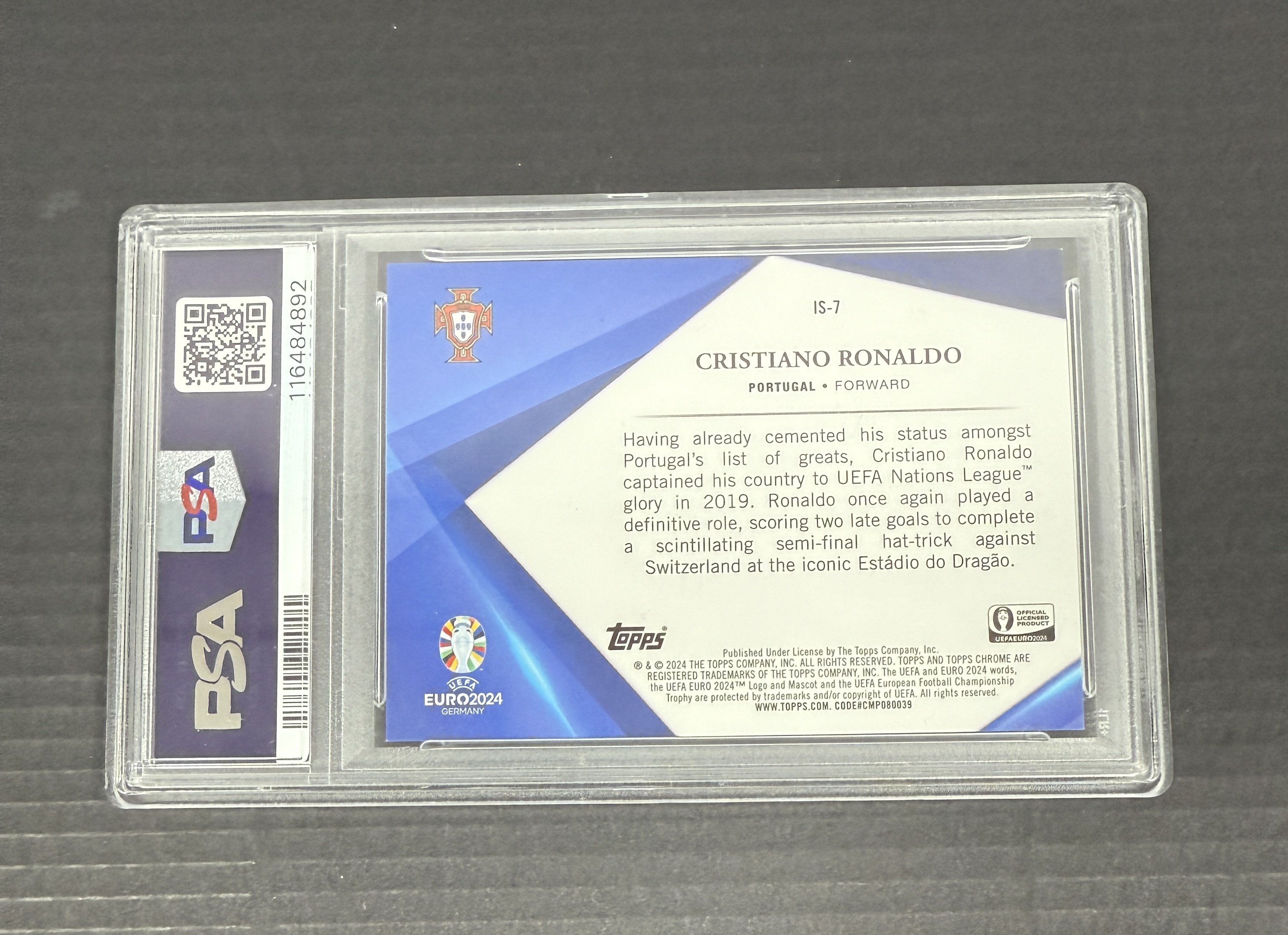 【GOAT山羊拍卖】D哥 2023-24赛季 topps chrome 精选欧洲杯系列 C罗 克里斯蒂亚诺罗纳尔多 无限特卡 大比例 少见 sp psa9 葡萄牙 品相如图