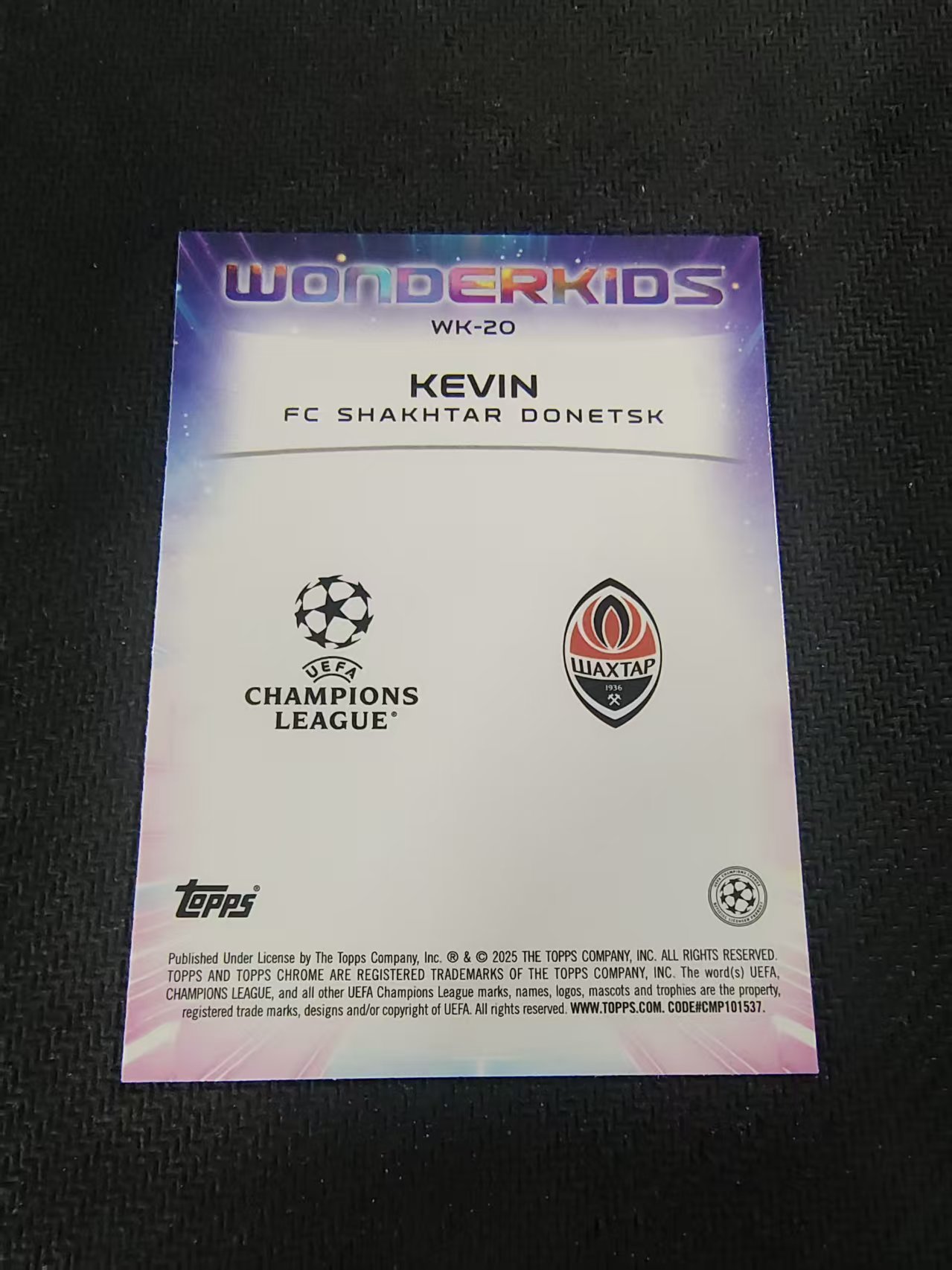【可合并,不累计】2025 Topps Chrome Kevin RC 凯文 乌克兰 顿涅茨克矿工 新秀 欧冠 神奇小妖特卡 银折 划痕 边角瑕疵 #20