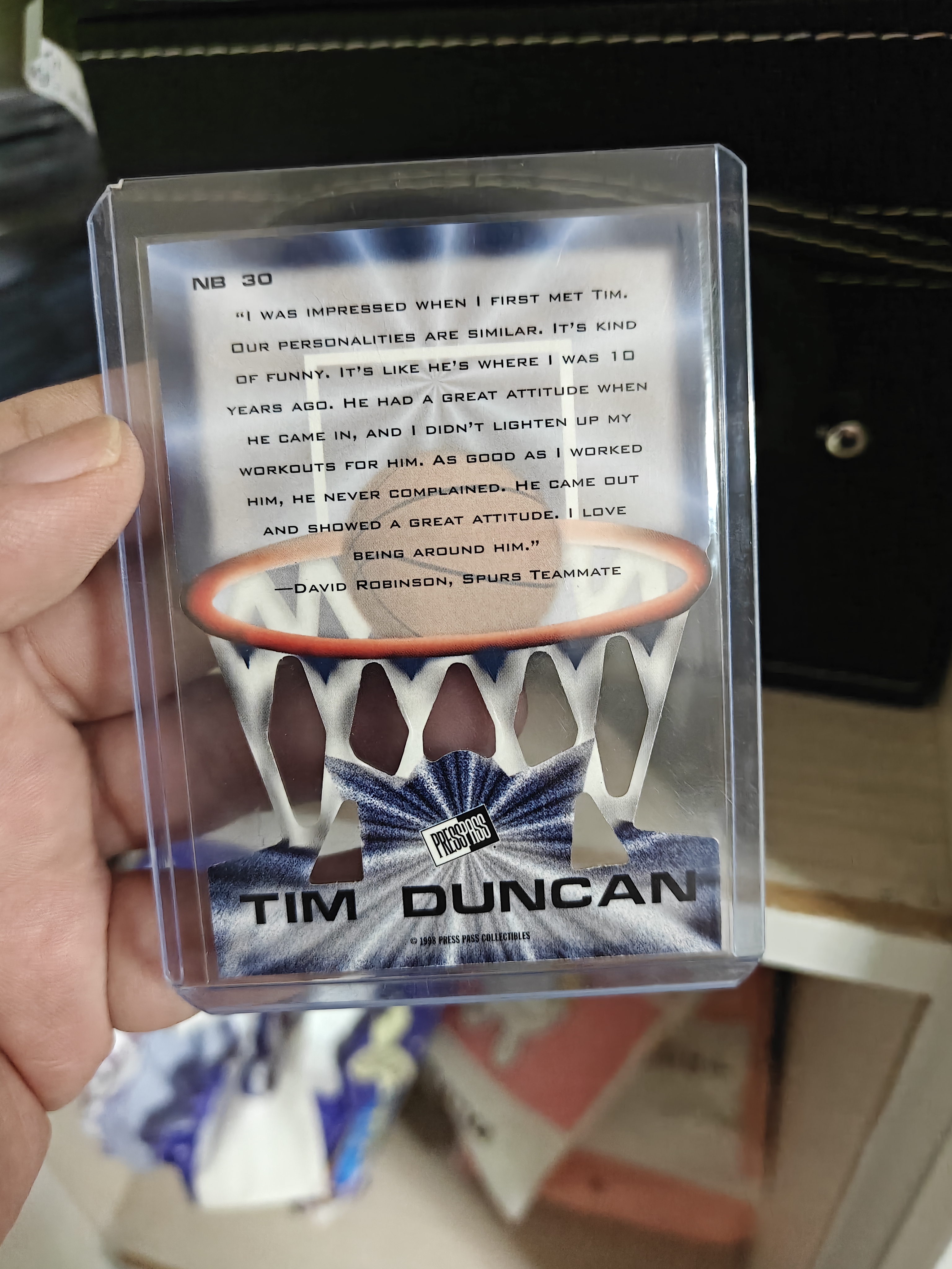 1998 Press Pass Collectibles Net Burners Tim Duncan #NB 30 蒂姆 邓肯 新秀 次年 超大比例 异形 篮筐 切割 专收必备