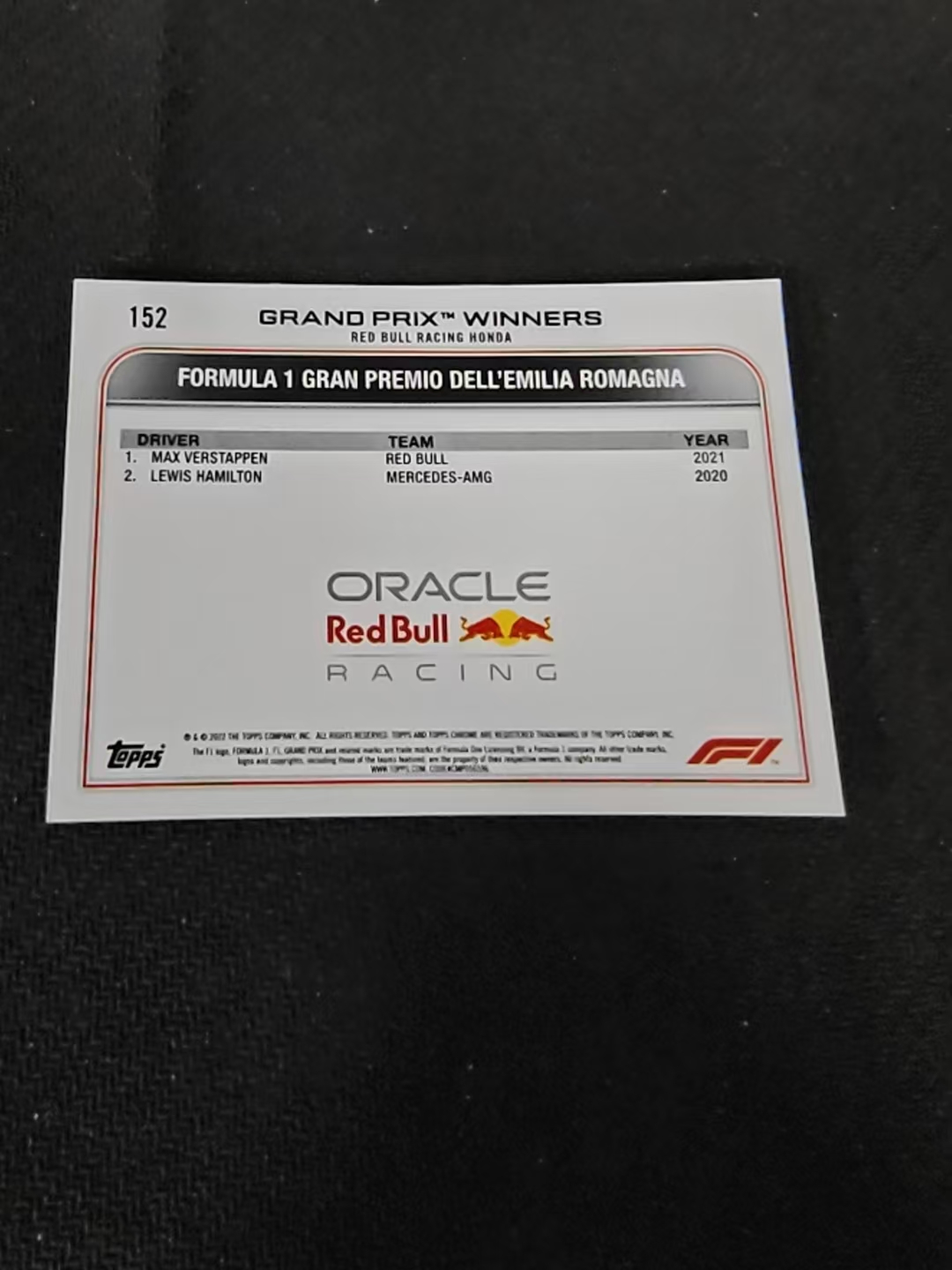 2022 Topps Chrome F1 Max Verstappen 维斯塔潘 红牛 划痕 边角瑕疵 #152