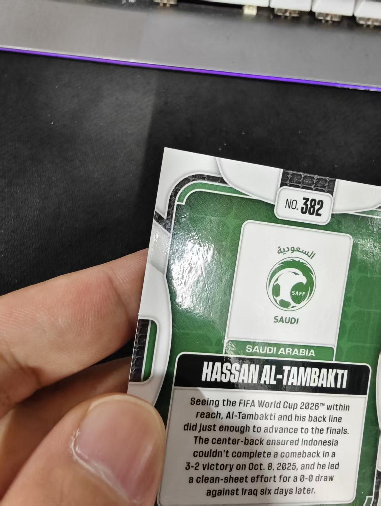 2026 Panini World Cup Prizm Hassan Al-Tambakti 哈桑 坦巴克蒂 沙特阿拉伯 新秀RC PZ世界杯 划痕 边角瑕疵#382