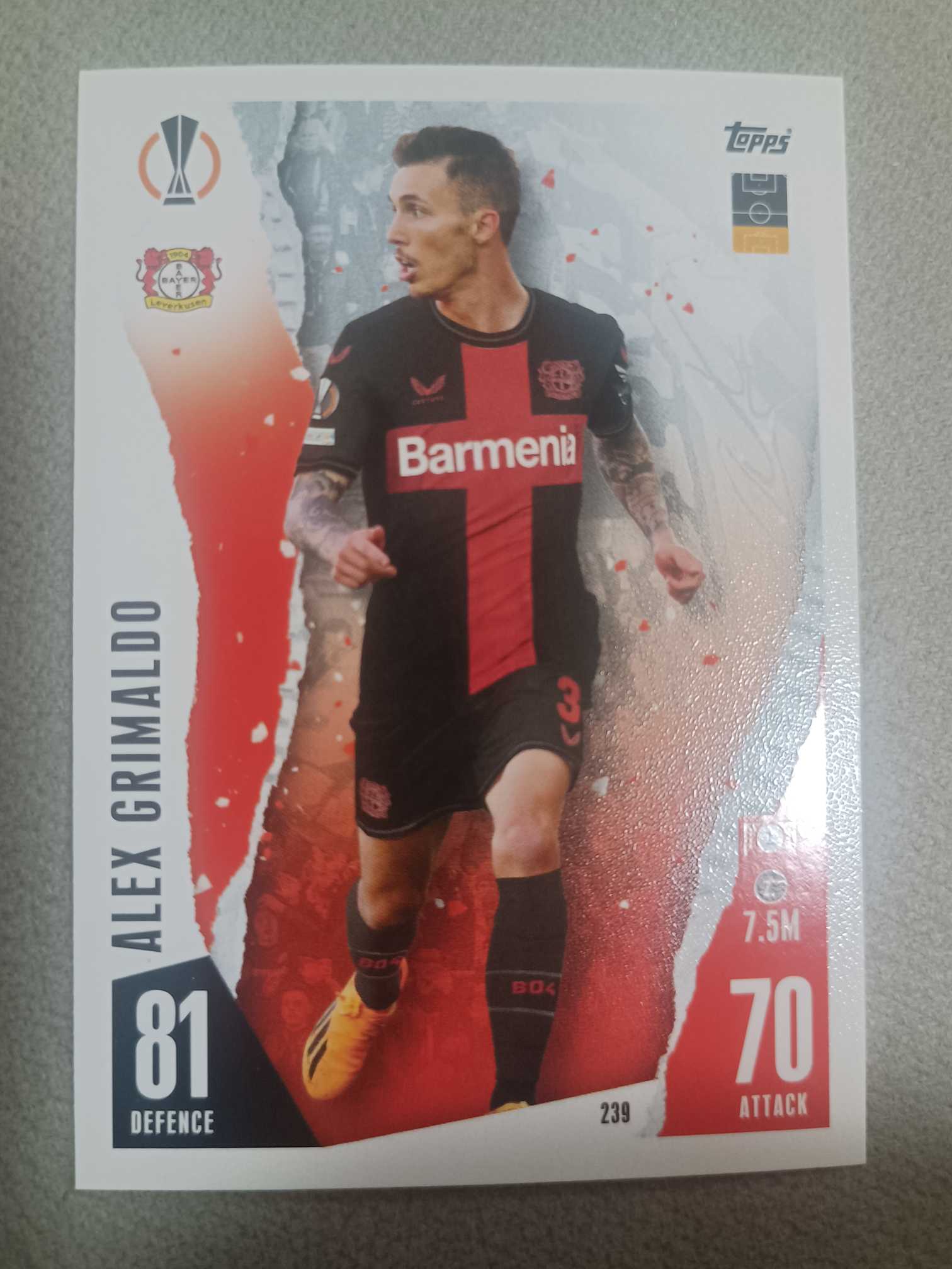 2023 Topps Match Attax Alex Grimaldo 【接代拍】游戏版 base 纸卡 阿历克斯·格里马尔多 勒沃库森 夺冠工程 队迷人迷 收藏凑套可入