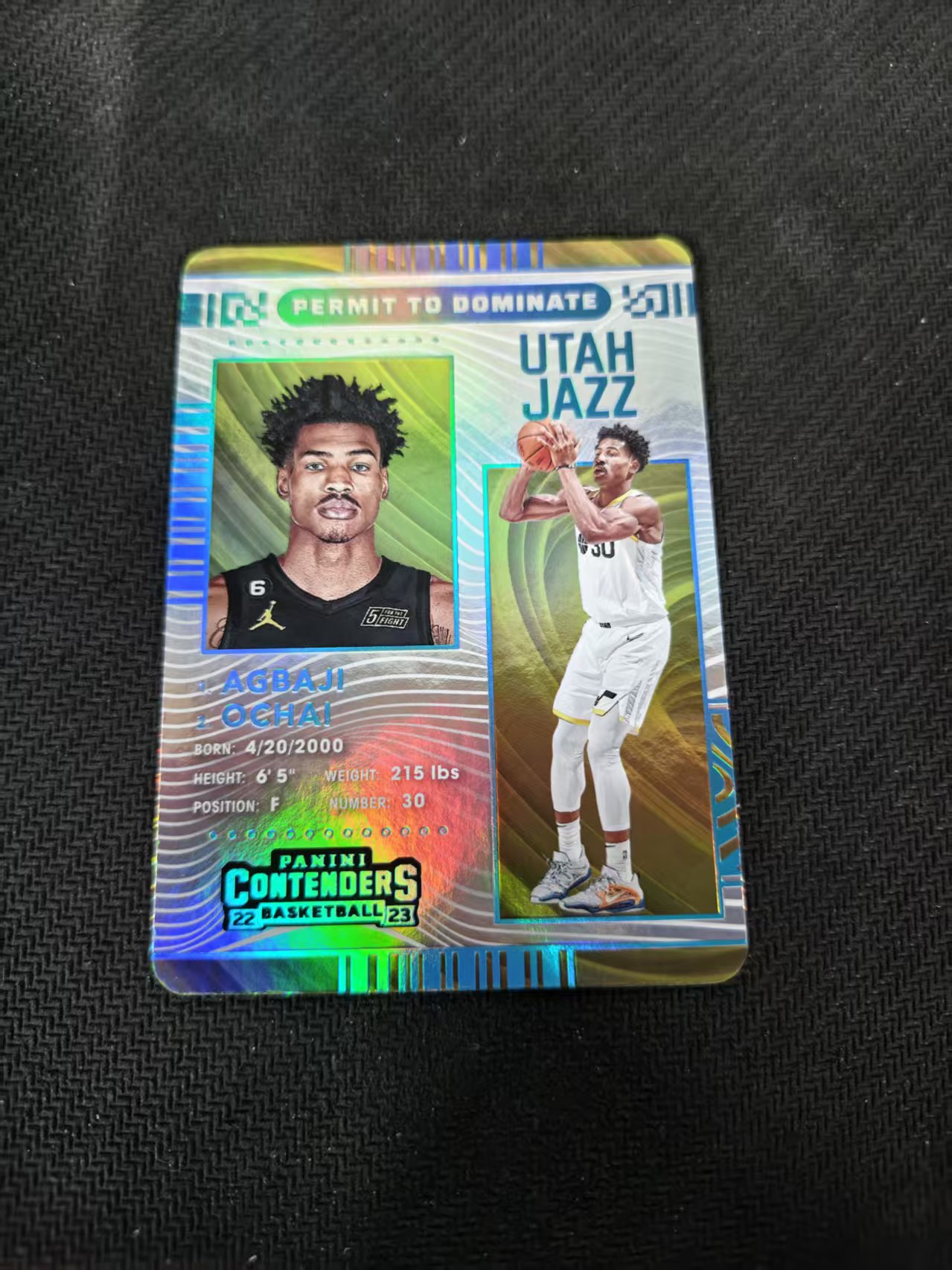 【汽水拍卖】2022-23 Panini Contenders Ochai Agbaji RC 球票 犹他爵士 新秀 rc 奥查伊 阿巴吉 护照特卡 微瑕如图