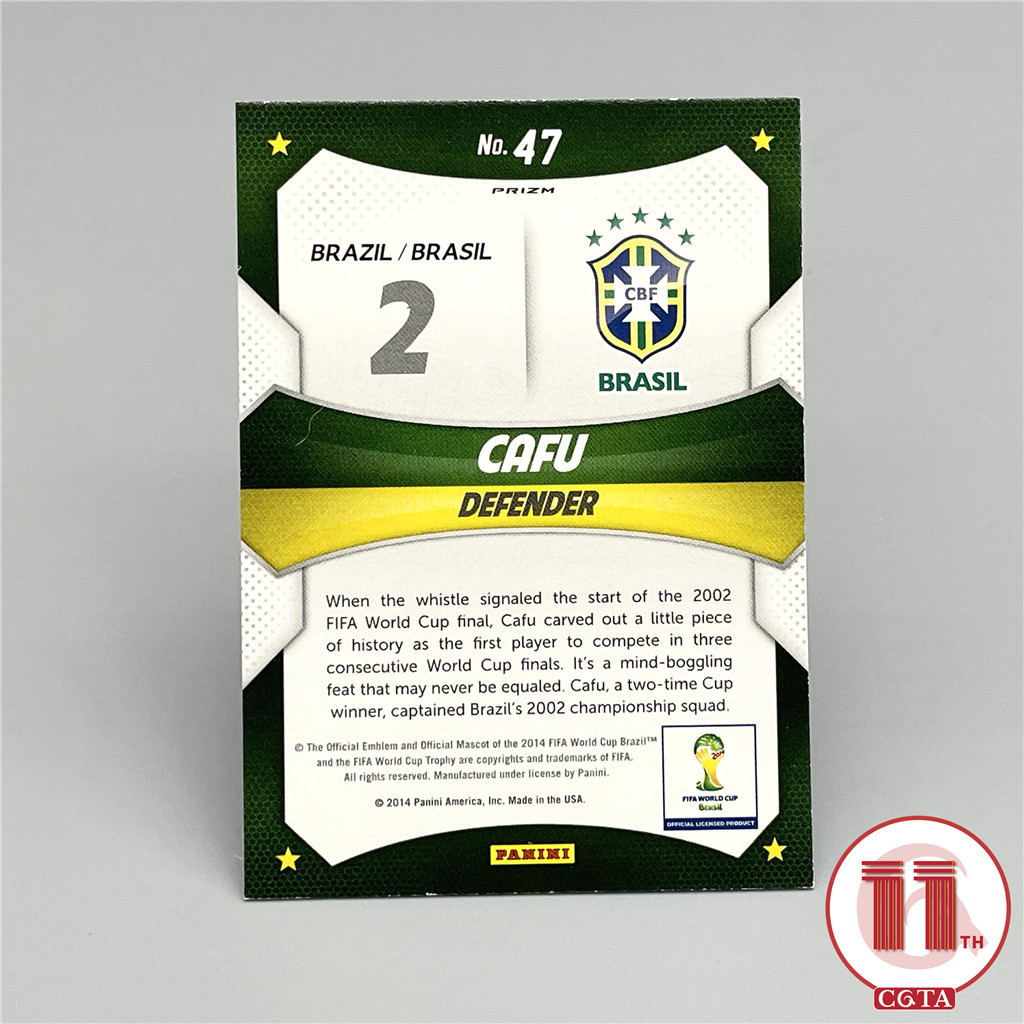 【CGTA】2014 Panini World Cup Prizm 世界杯 元年 巴西 卡福 红白蓝 三色折 World Cup Stars 明星特卡 边角如图 AC米兰 罗马 圣保罗 Cafu 越秀山2675428 #ATM#