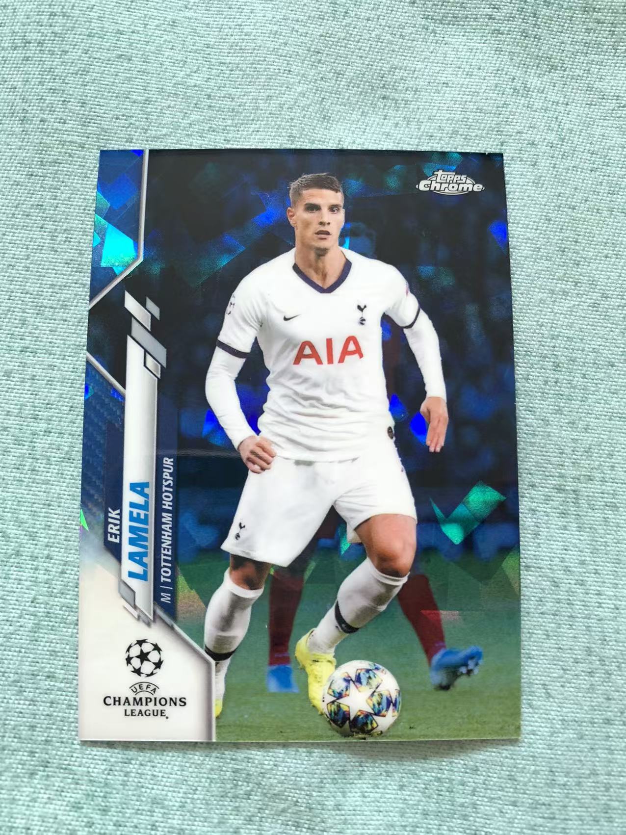 2019-20 Topps 元年欧冠CHROME 蓝宝石 Erik Lamela 拉梅拉 热刺 阿根廷 蓝碎冰折 蓝宝石 折射