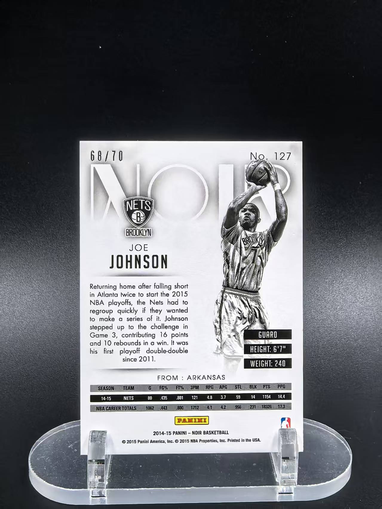 2014-15 Panini Noir Joe Johnson #127 乔约翰逊 篮网 元年镜面 68/70编