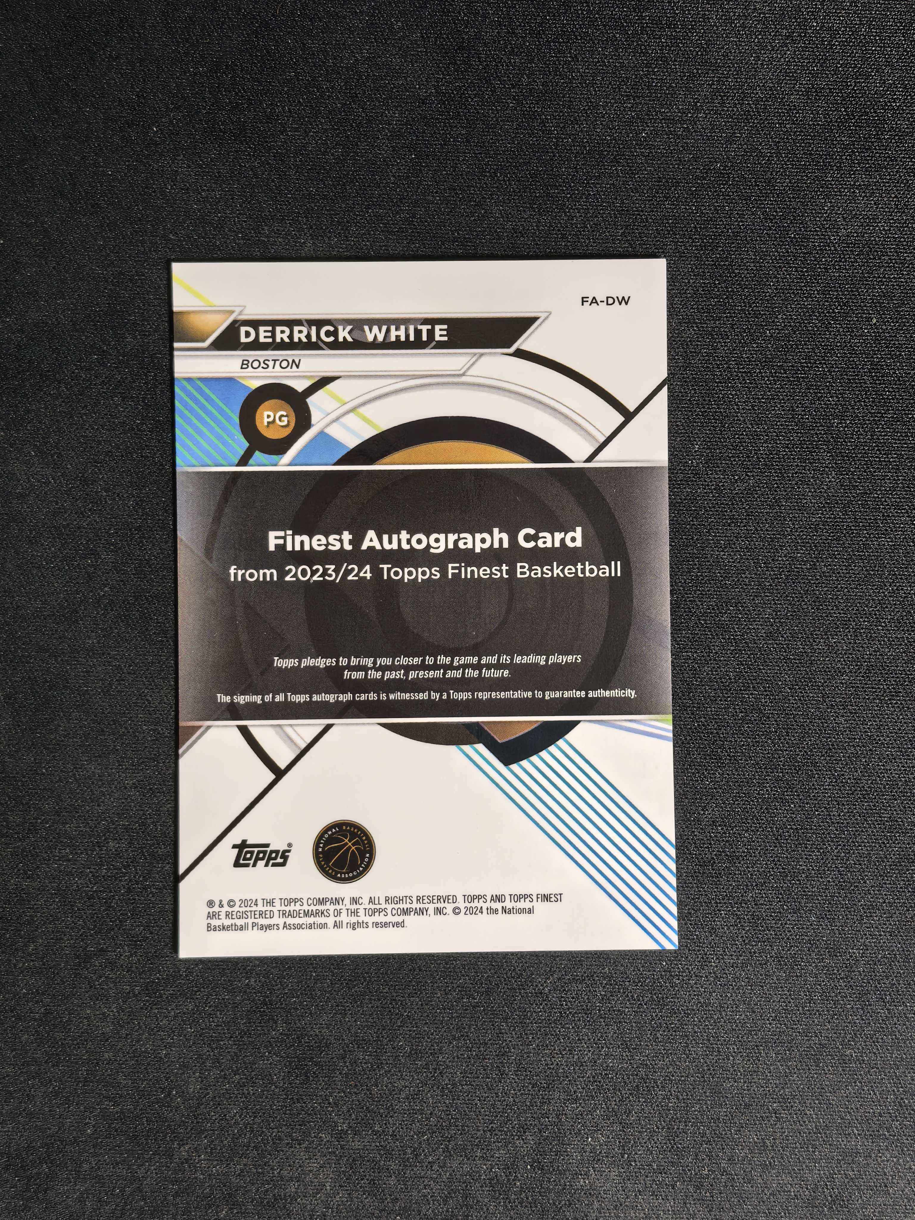 2024 Topps finest Derrick White 凯尔特人 德里克 怀特 finest 签字 卡品如图【CYT球星卡】