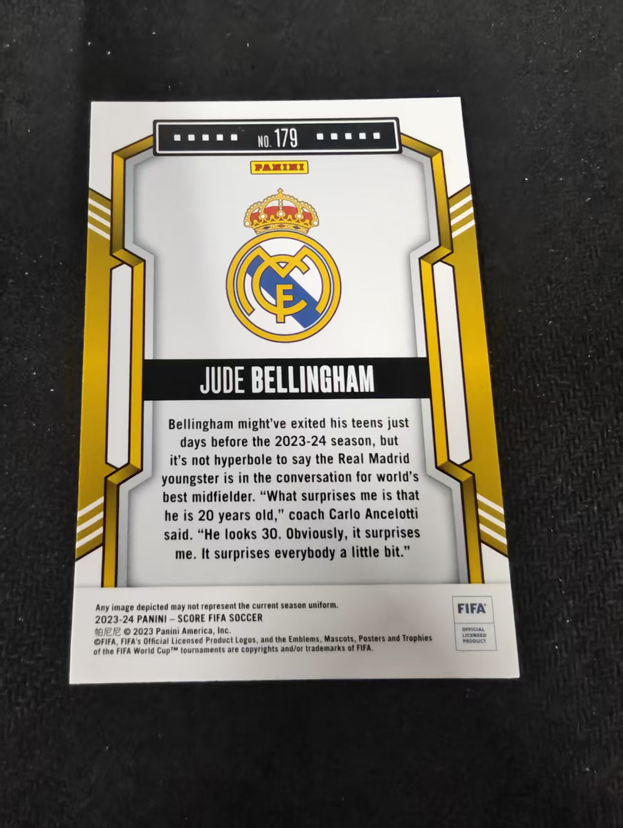 【可合并,不累计】2023-24 Panini Score Jude Bellingham 裘德 贝林厄姆 皇马 皇家马德里 FIFA 划痕 边角瑕疵 #179