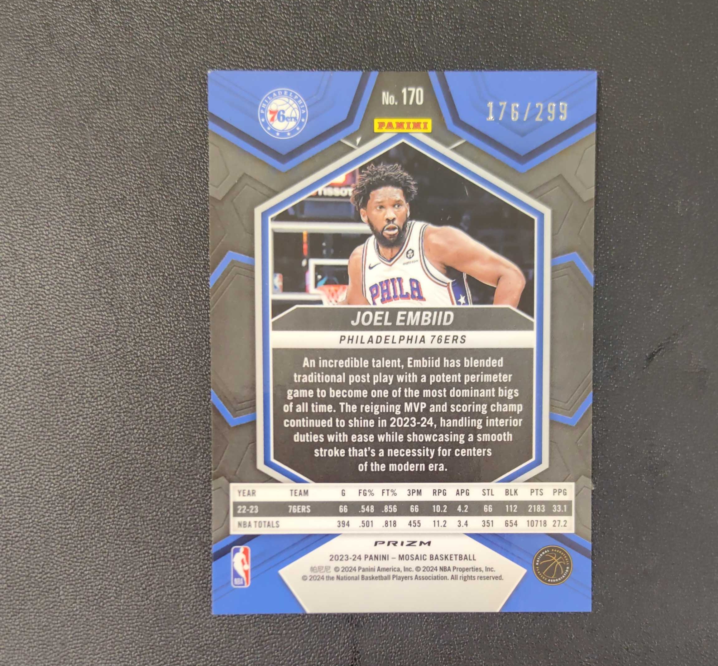 2023-24 Panini Mosaic Joel Embiid 马赛克 76人 恩比德 红变形虫折 /299编 东契奇 sga 库里 文班亚马 詹姆斯 多张再拍