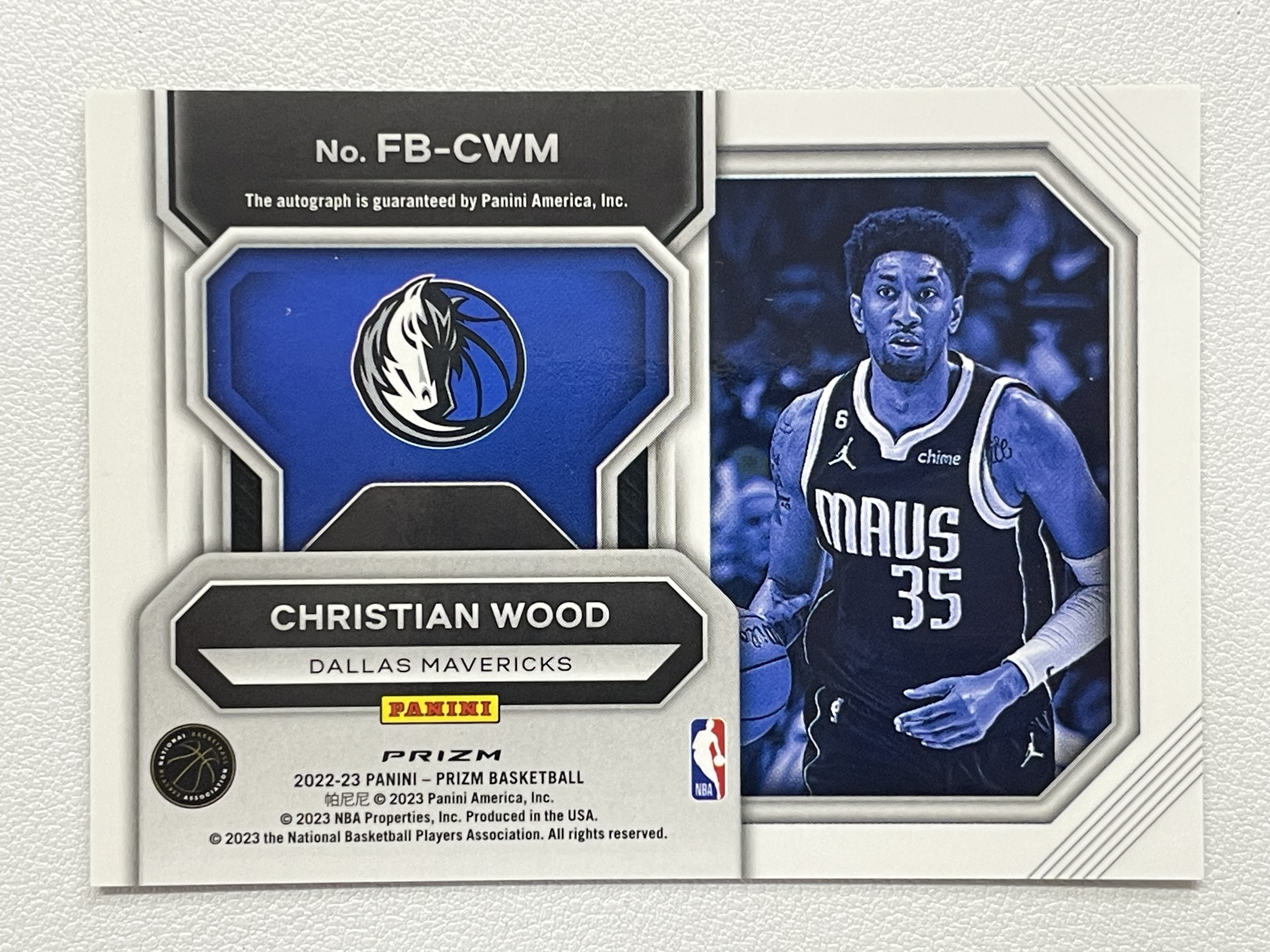 【天秤座拍卖到卡预付85%】2022-232 Panini Prizm 独行侠 小牛 Wood 克里斯蒂安 伍德 快攻 泡泡折 签字 实卡好看 收藏必备※花儿最美