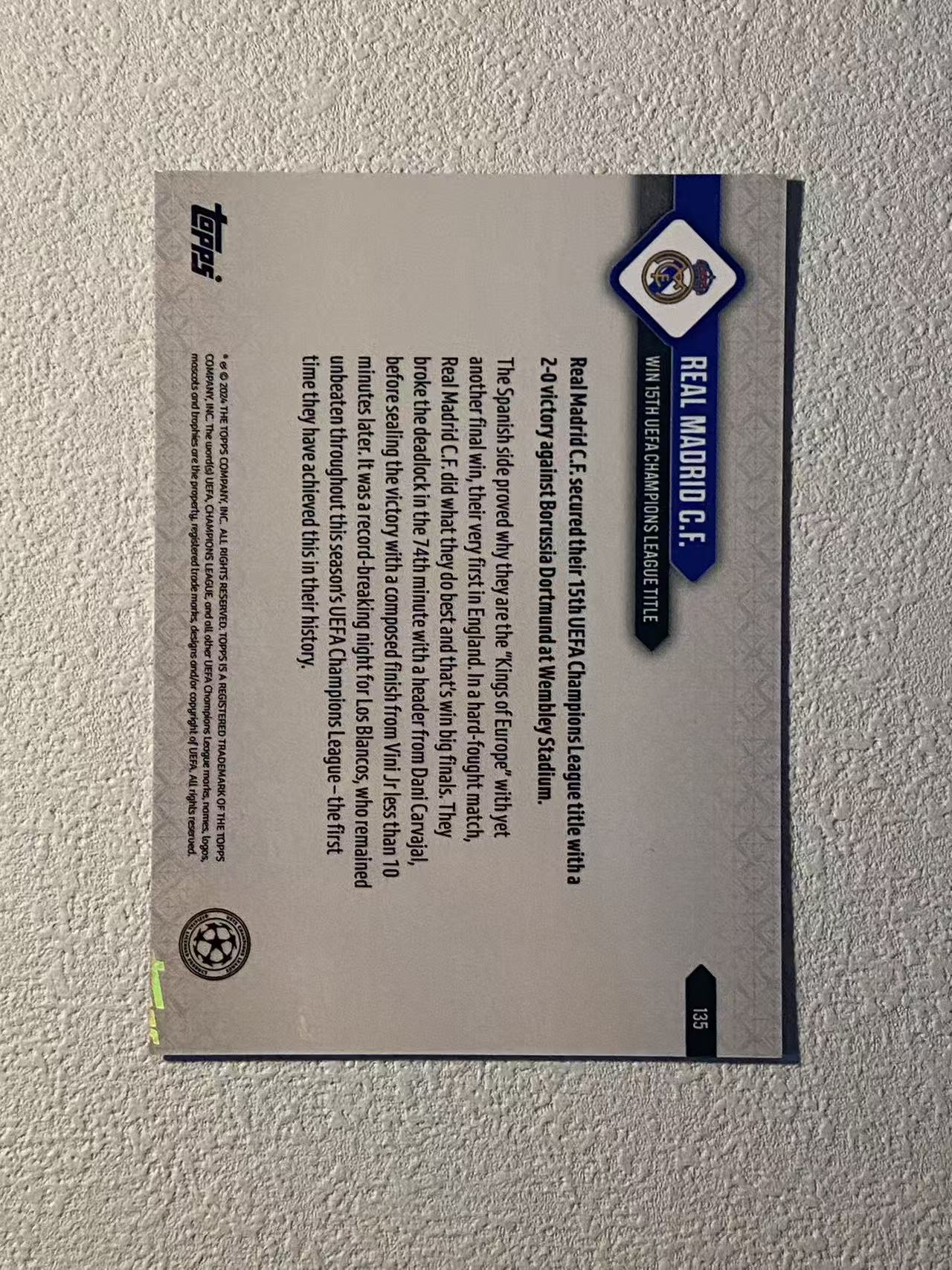 2022 Topps now Real Madrid 欧冠now 时刻 皇马 欧洲超级杯 冠军时刻 全队合影 收藏必备