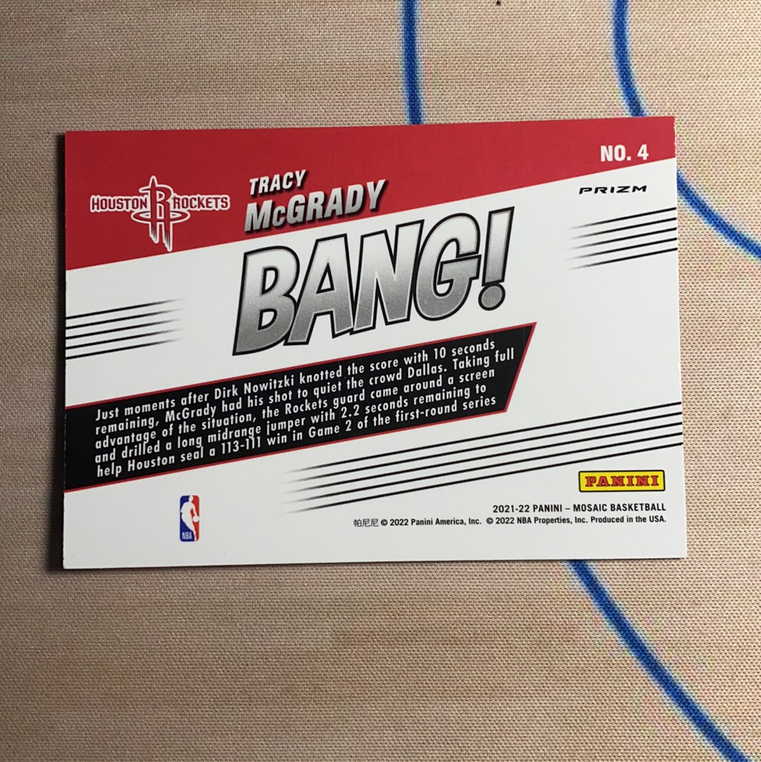 2021-22 Panini Mosaic Tracy McGrady 火箭 特雷西 麦克格雷迪 麦迪 马赛克 特卡 银折 马赛克折 bang 绝杀时刻 卡品如图 凑套必备