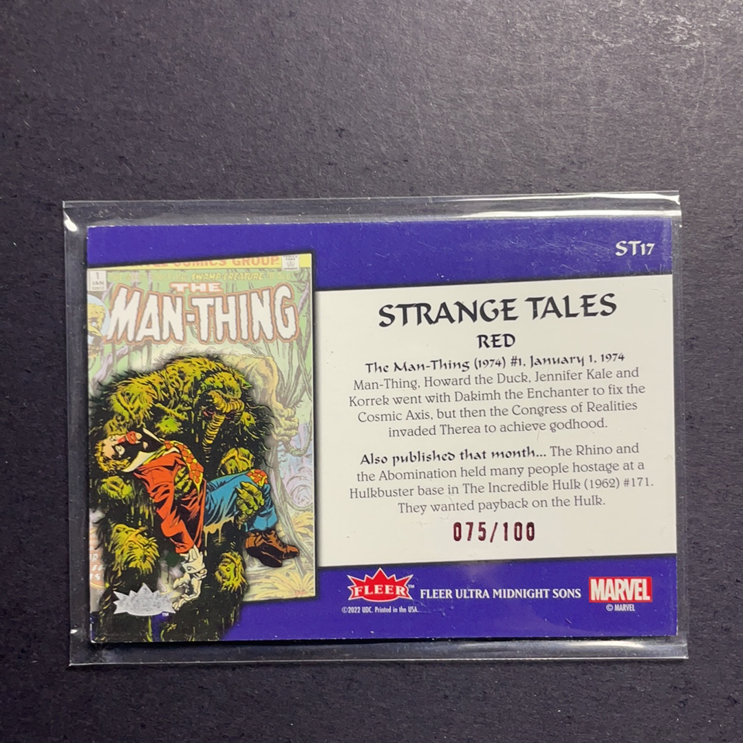 2024 Fleer Marvel (MCU) 午夜之子 类人体 奇异故事漫画(奇异博士登场系列)封面特卡 红平行100编 ST17 2023 UD漫威漫画Fleer Ultra午夜之子