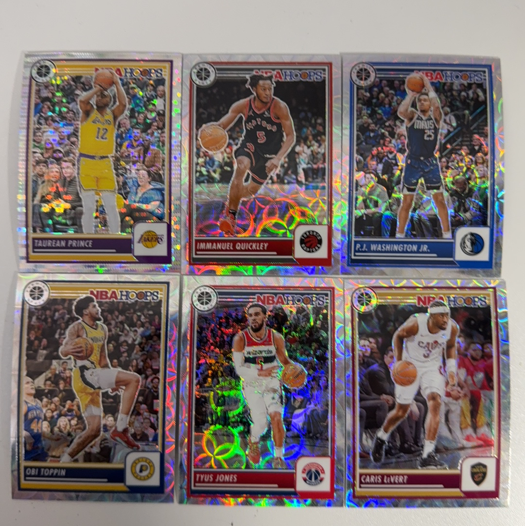 【免费代卖】6张 打包 lot HOOPS 折射 奎克利 PJ 华盛顿 奥比 托平 马刺 骑士 勇士 湖人 火箭 独行侠 魔术 值得收藏!!