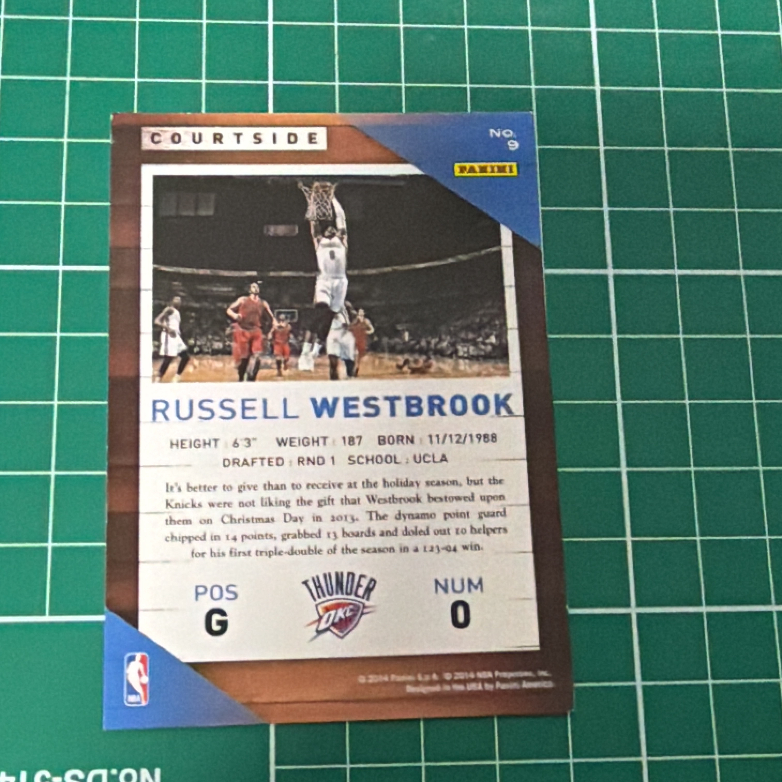 2014-15 Panini S.p.A Russell Westbrook 中雅图/中亚图 拉塞尔威斯布鲁克 威少 横版特卡 场边 小聚光灯 老卡 绝版卡 稀有大比例