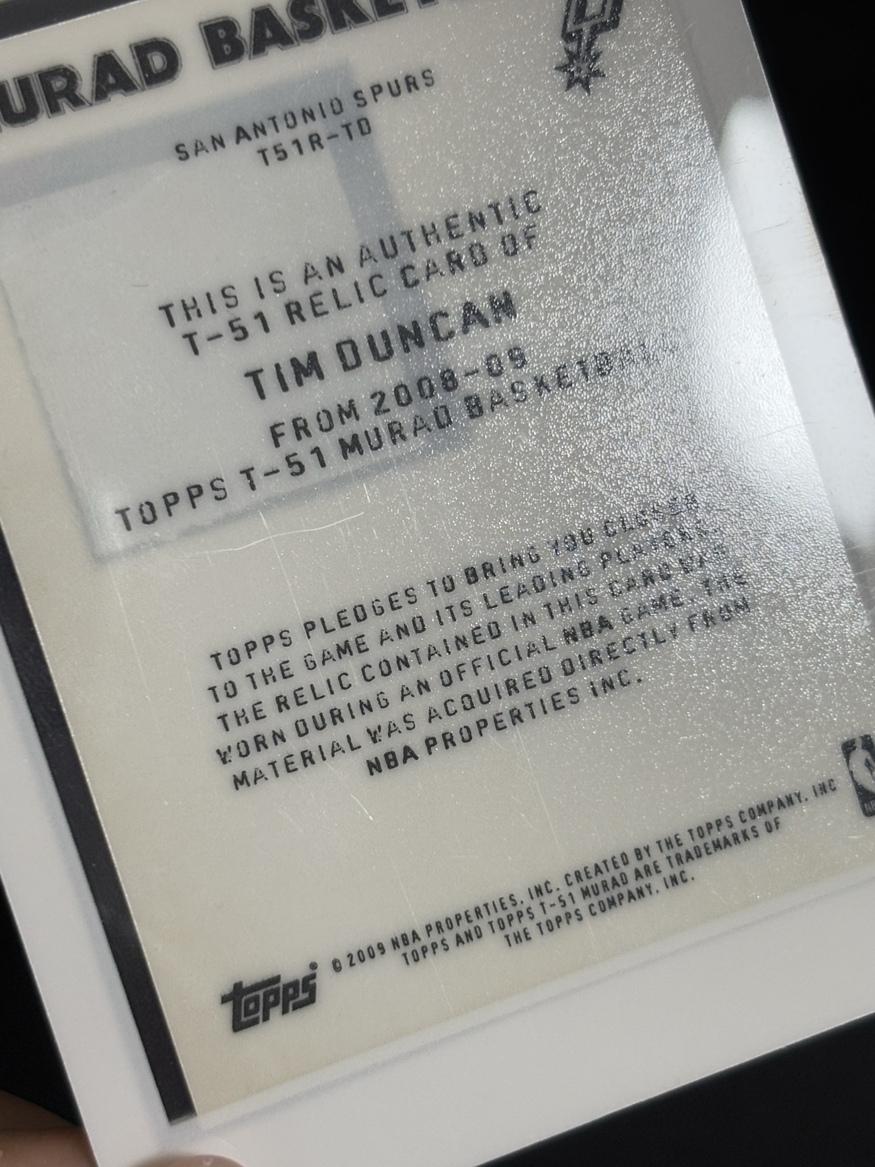 2008-09 Topps T-51 Murad Tim Duncan 马刺 蒂姆 邓肯 石佛 油画 小窗球衣切割 物料 瑕疵如图 - sasha