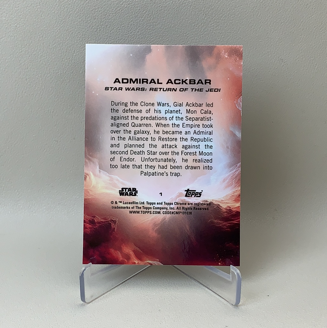 【弈卡代拍】 2025 Topps Star Wars Hobby 星球大战 星战Chrome紫折折射 Admiral Ackbar 义军海军上将阿克巴 123/199编 品相如图 凑套必备 Mito