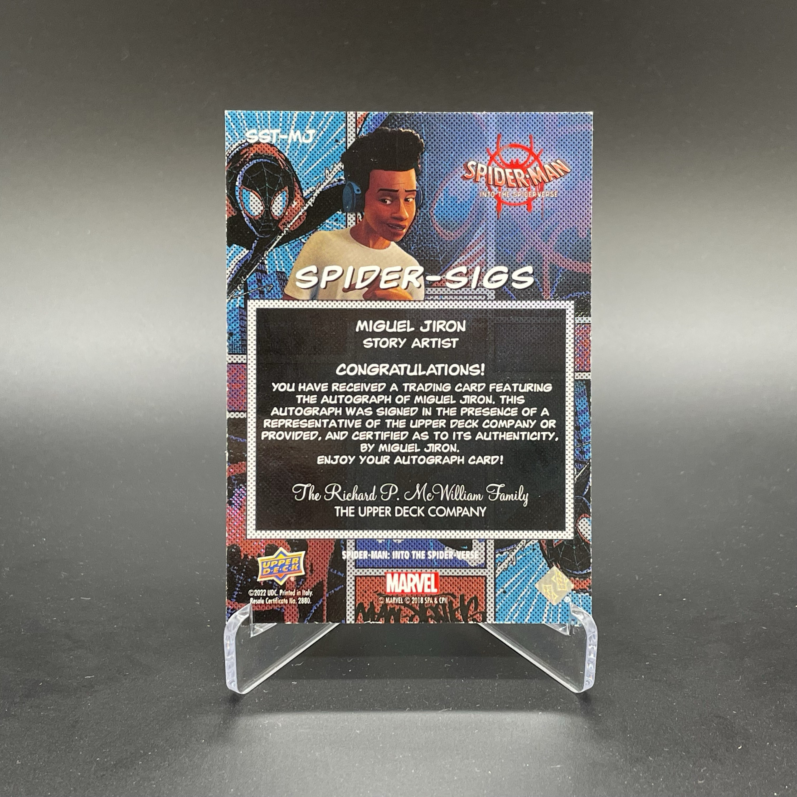2018 Upper Deck Marvel Spider-Man Miguel Jiron 【无界代卖】漫威 蜘蛛侠 平行宇宙 米格尔 希龙 彼得 帕克 画师 艺术家 签字 品墨如图 不累计 wy