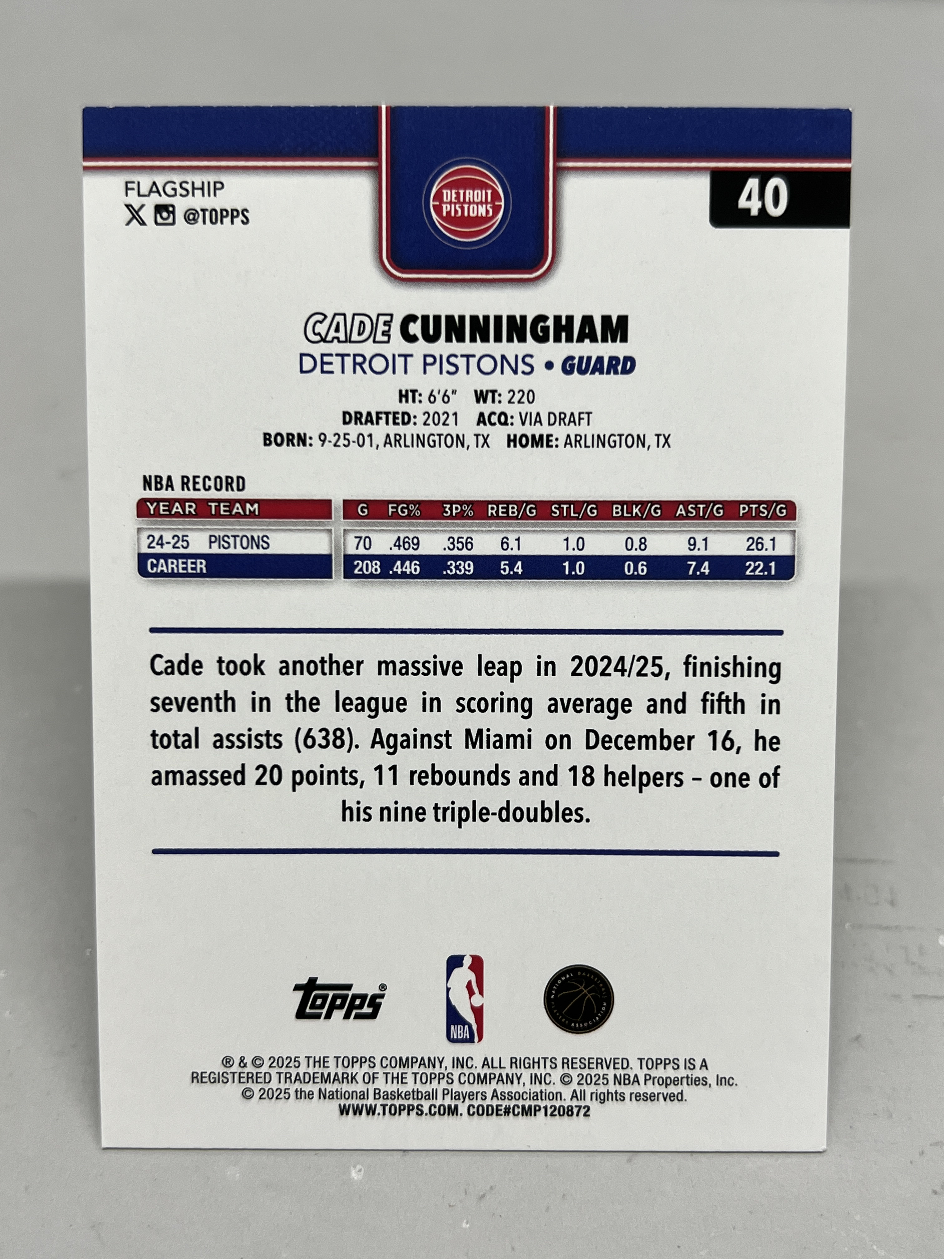 2025 Topps Flagship Cade Cunningham【挂机拍卖】坎宁安 CC 活塞 #40 卡品如图 收藏 如图