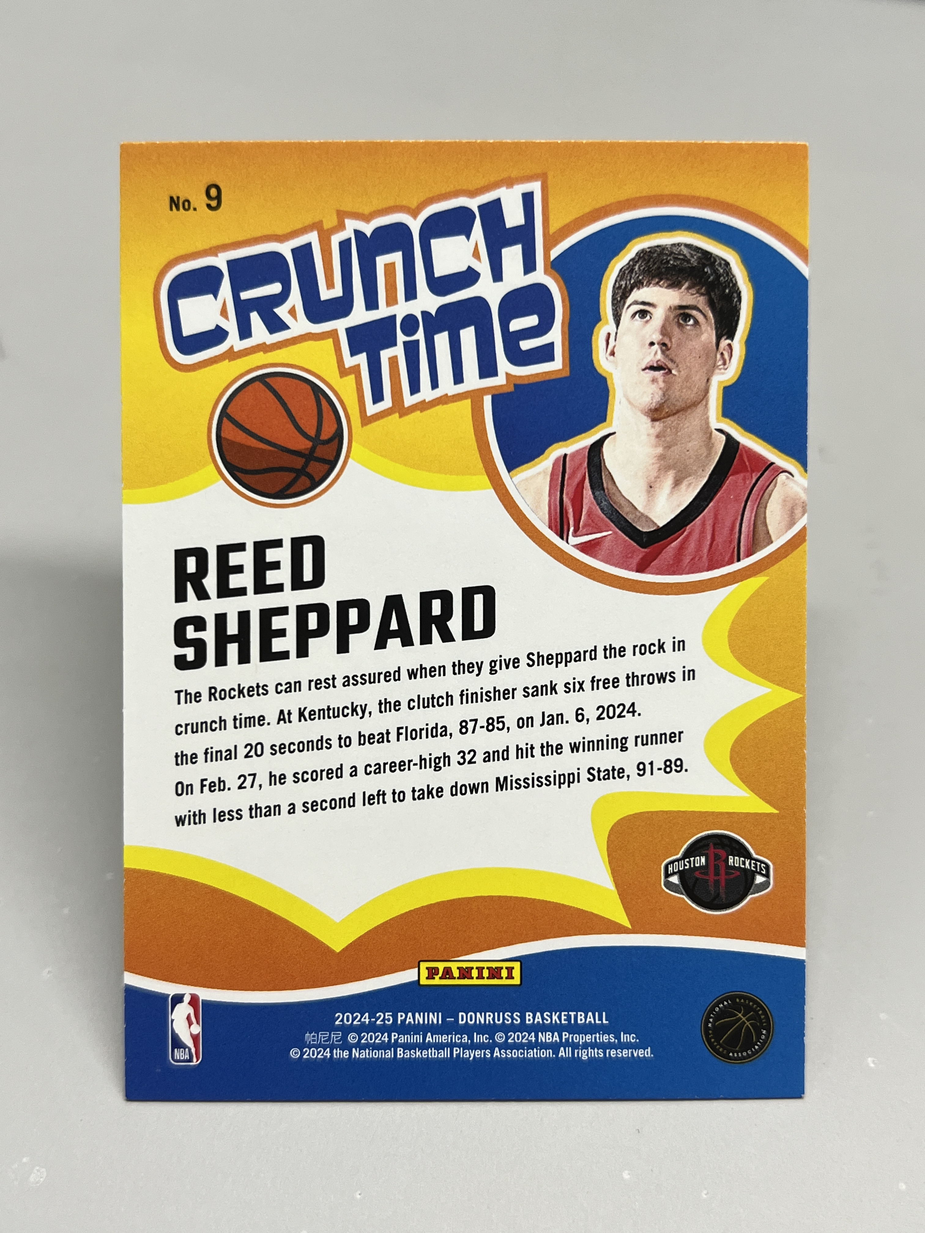 2024-25 Panini Donruss Reed Sheppard RC 【挂机拍卖】帕尼尼 杜蕾斯 谢泼德 新秀 火箭 Crunch Time 金标 #9 收藏 凑套 卡品如图