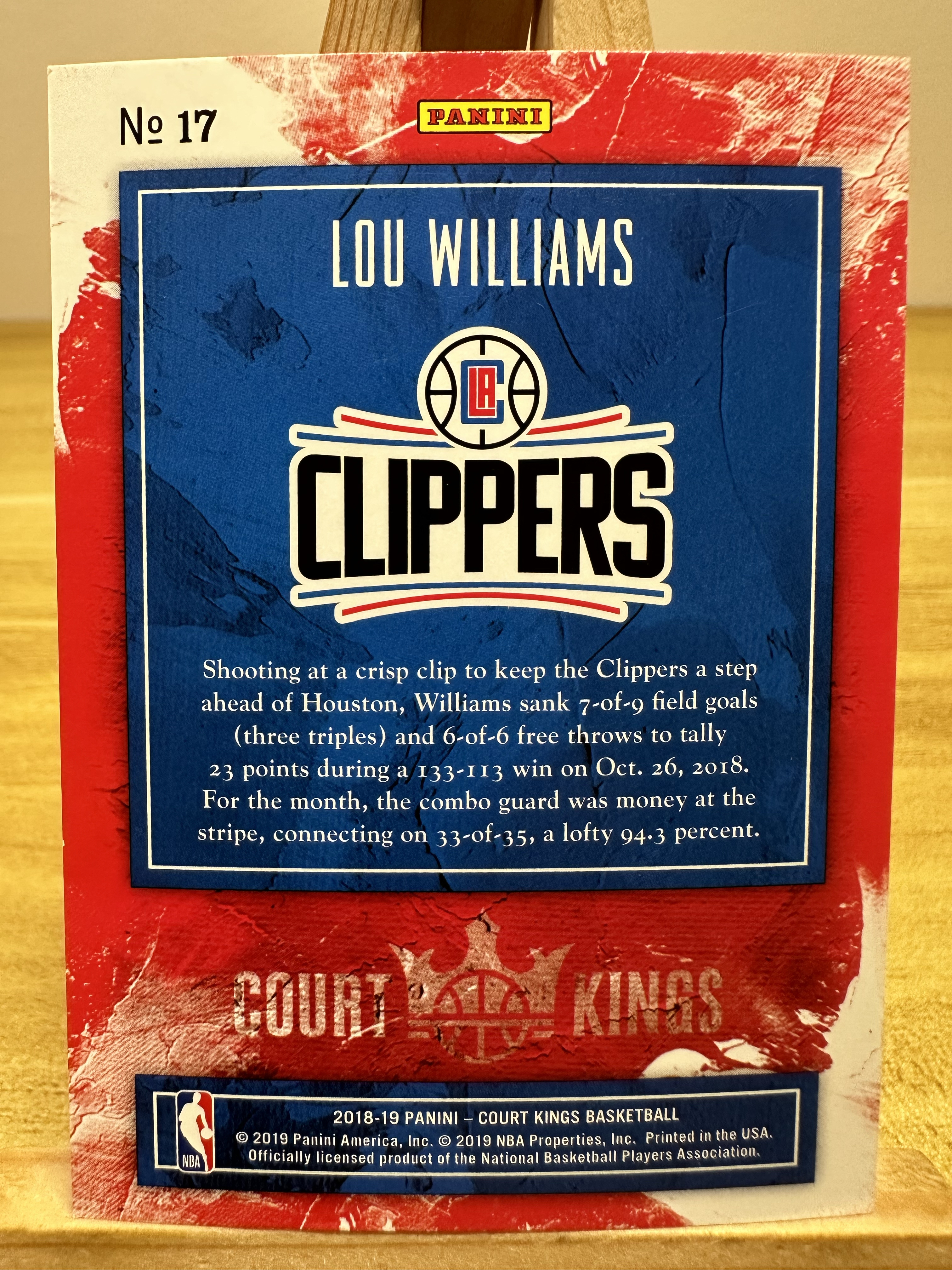 2018-19 Panini Court Kings Louis Williams 快船 路易斯 威廉姆斯 油画 base 芦苇 路威 拍前请看描述 臻成免费代卖 b790