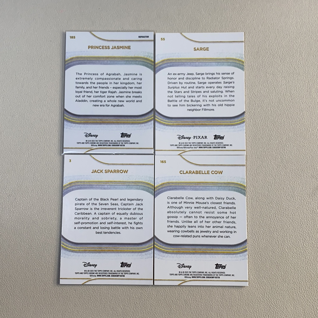【弈卡代拍】2025 Topps Disney chrome Value Box 迪士尼 特卡 大比例 普卡 base 银折 杰克船长 等 4张打包 品相如图 凑套必备 无理